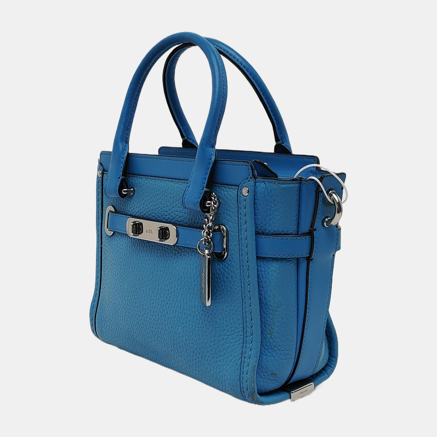 COACH SWAGGER Blue Cowhide Single Shoulder Bag Sling Bag Tote Silver Hardware Removable shoulder strap-(SKU)-940539626