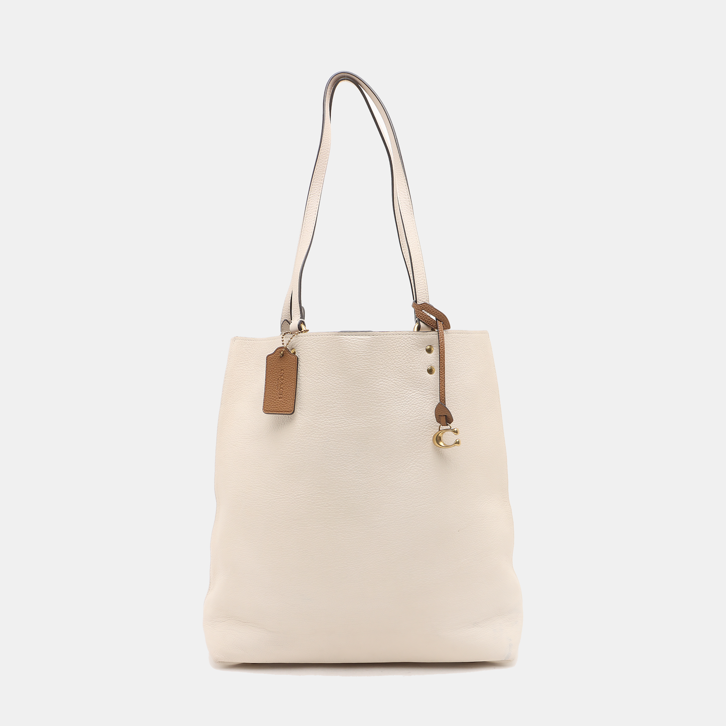 COACH Tote bag White Cowhide Single Shoulder Bag Tote Golden hardware-(SKU)-929655496