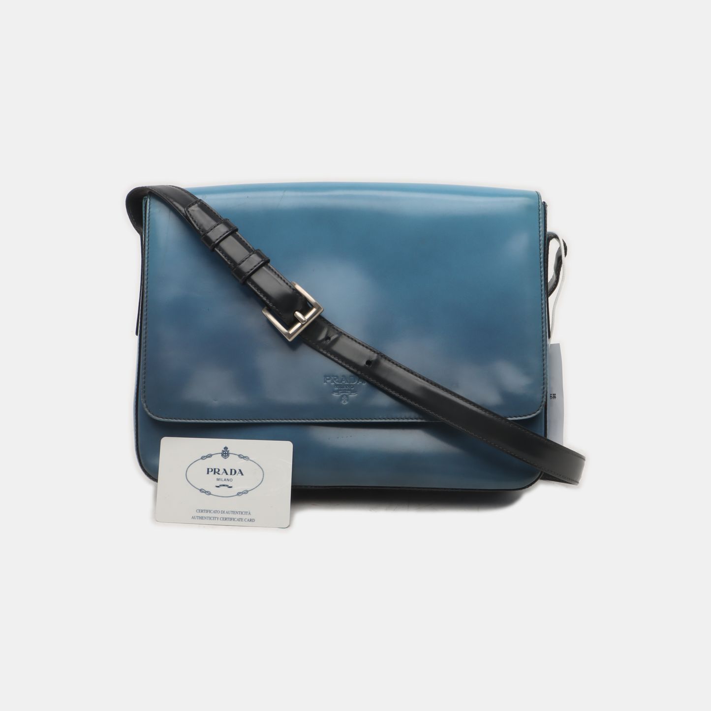 PRADA Blue cowhide single shoulder bag Silver Hardware-(SKU)-935766578