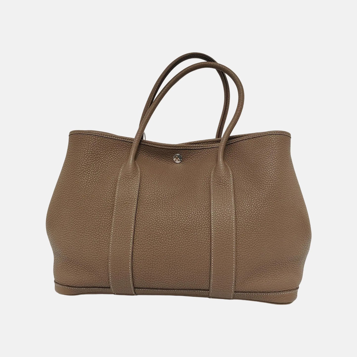 HERMÈS Garden Party 36 Taupe Negonda Calfskin Garden Bag with Detachable Strap, Silver Hardware, A-(SKU)-945825611