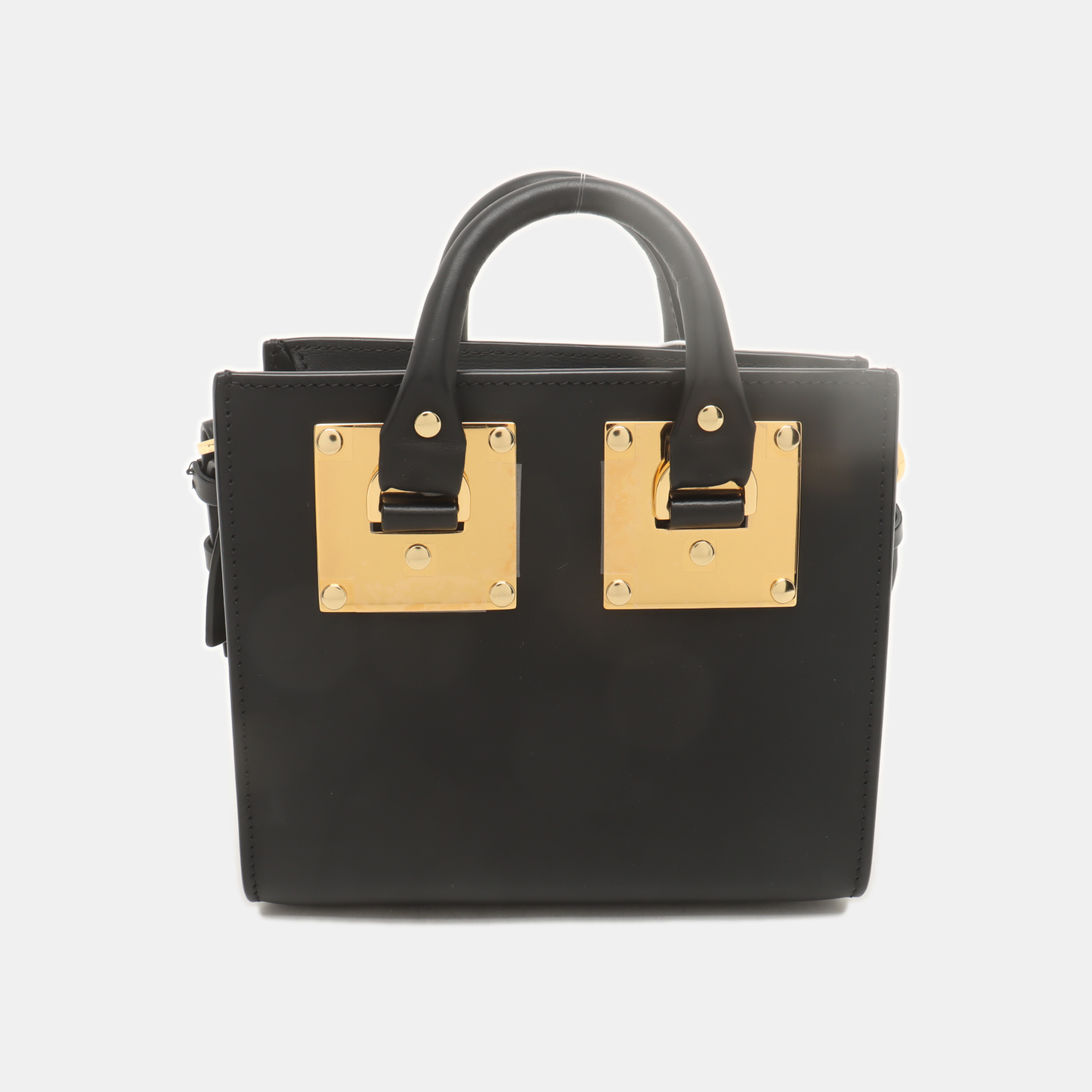 SOPHIE HULME Tote bag Black Leather Embossed Single Shoulder Bag Golden hardware Removable shoulder strap-(SKU)-939128260