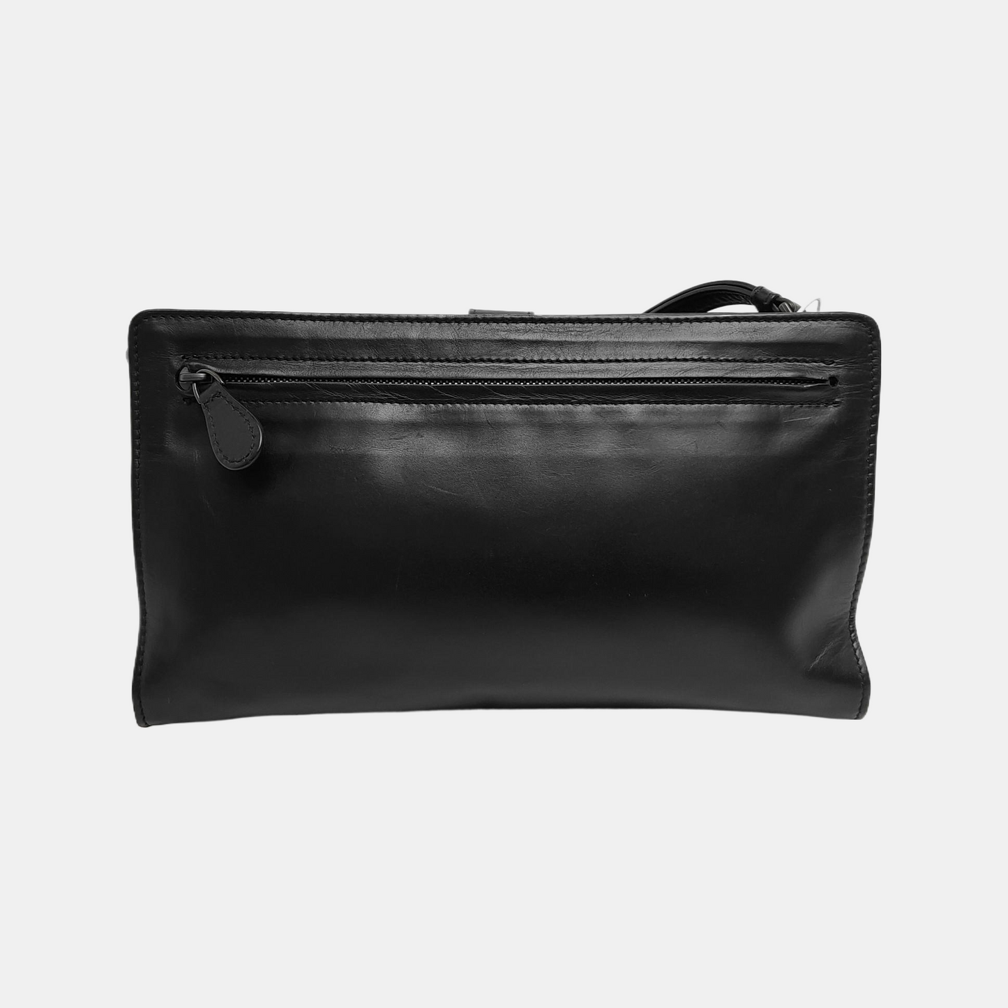 BOTTEGA VENETA Black Calf Leather Woven Clutch Black hardware-(SKU)-945681166