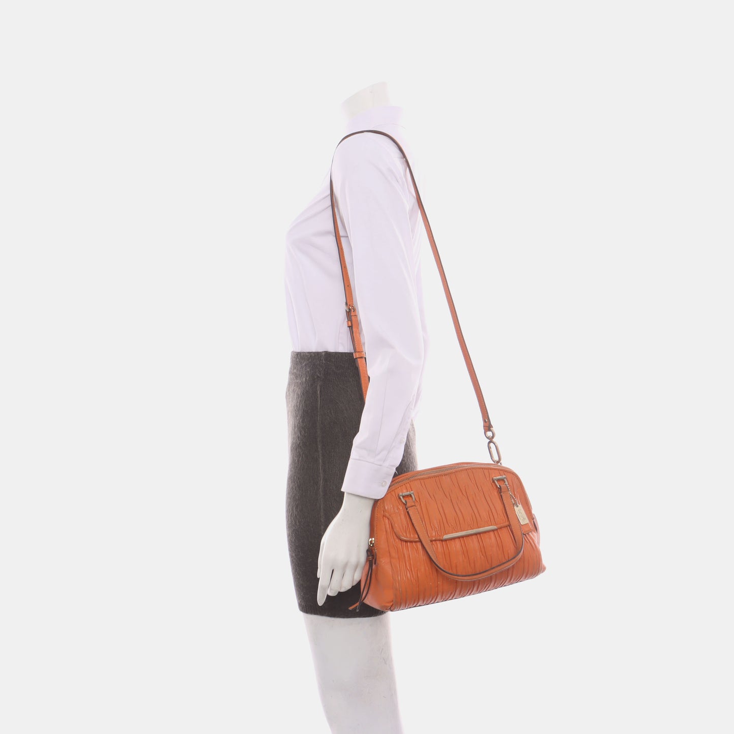 COACH Orange Leather Crossbody Handbag Single Shoulder Bag Golden hardware Removable shoulder strap-(SKU)-929655497