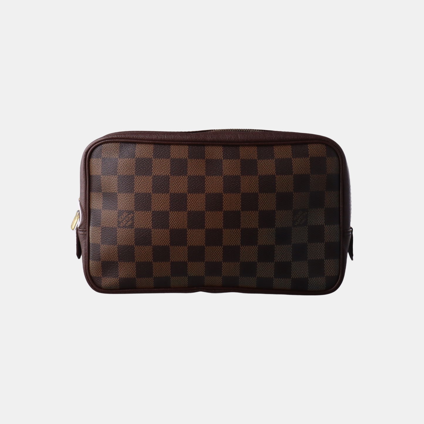 LOUIS VUITTON DAMIER EBENE Large size Brown Coated Canvas Checkered Handbag Golden hardware-(SKU)-930402933