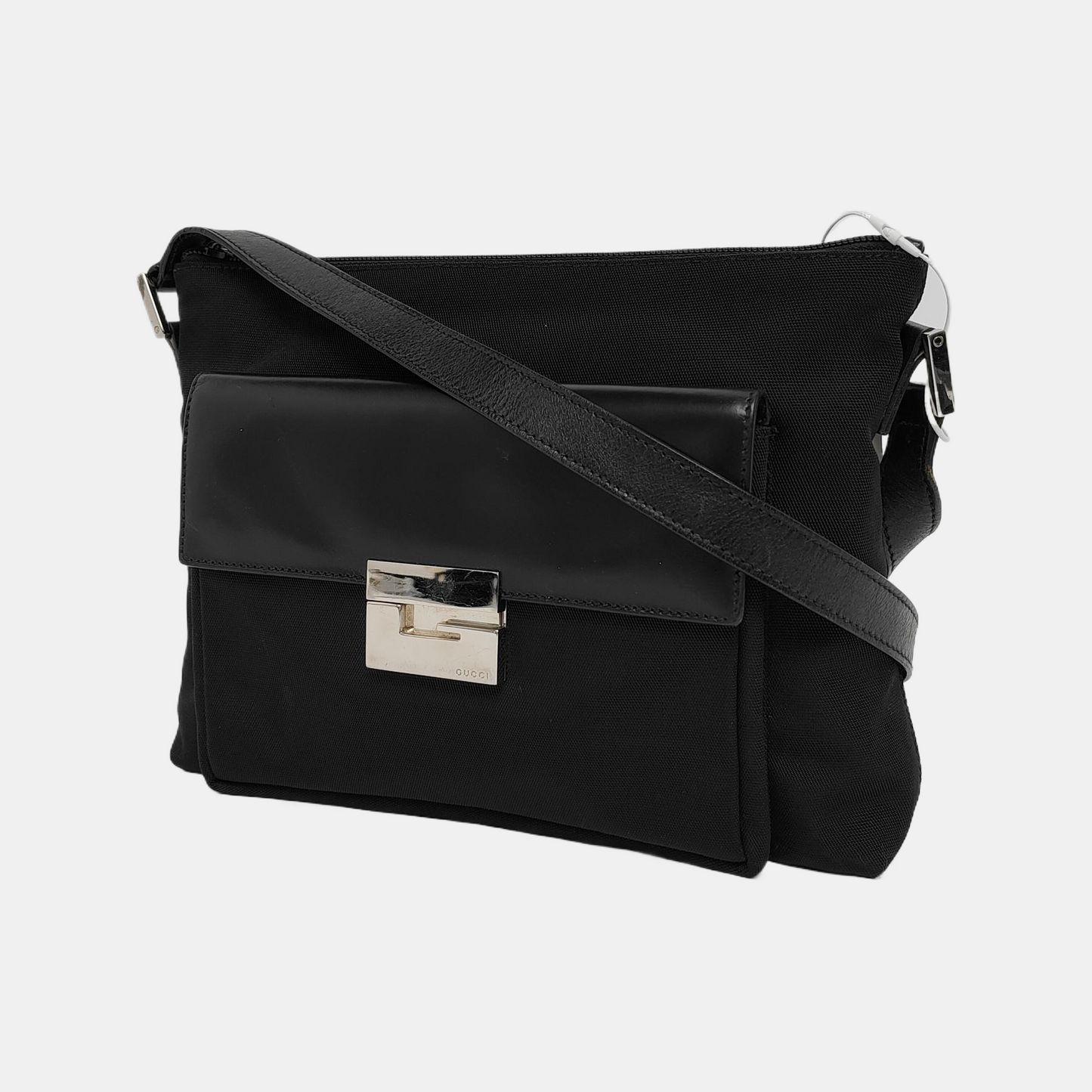 GUCCI Dark Brown Canvas Single Shoulder Bag Tote Ruthenium color hardware-(SKU)-942522014