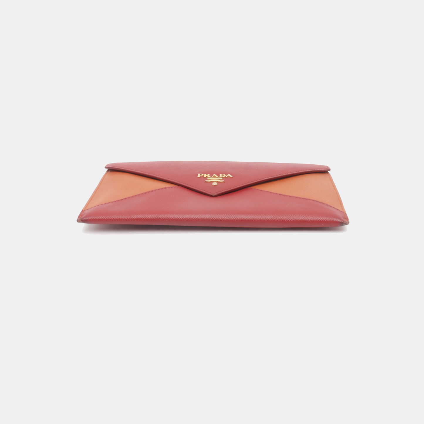 PRADA Red cowhide logo cross-grain wallet Golden hardware-(SKU)-936291107
