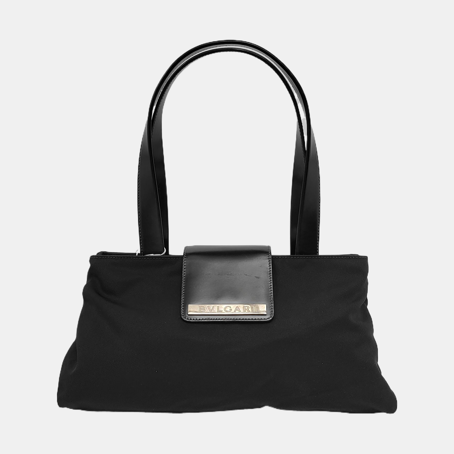 BVLGARI Tote bag Black Fabric Single Shoulder Bag Handbag Silver Hardware-(SKU)-928850108