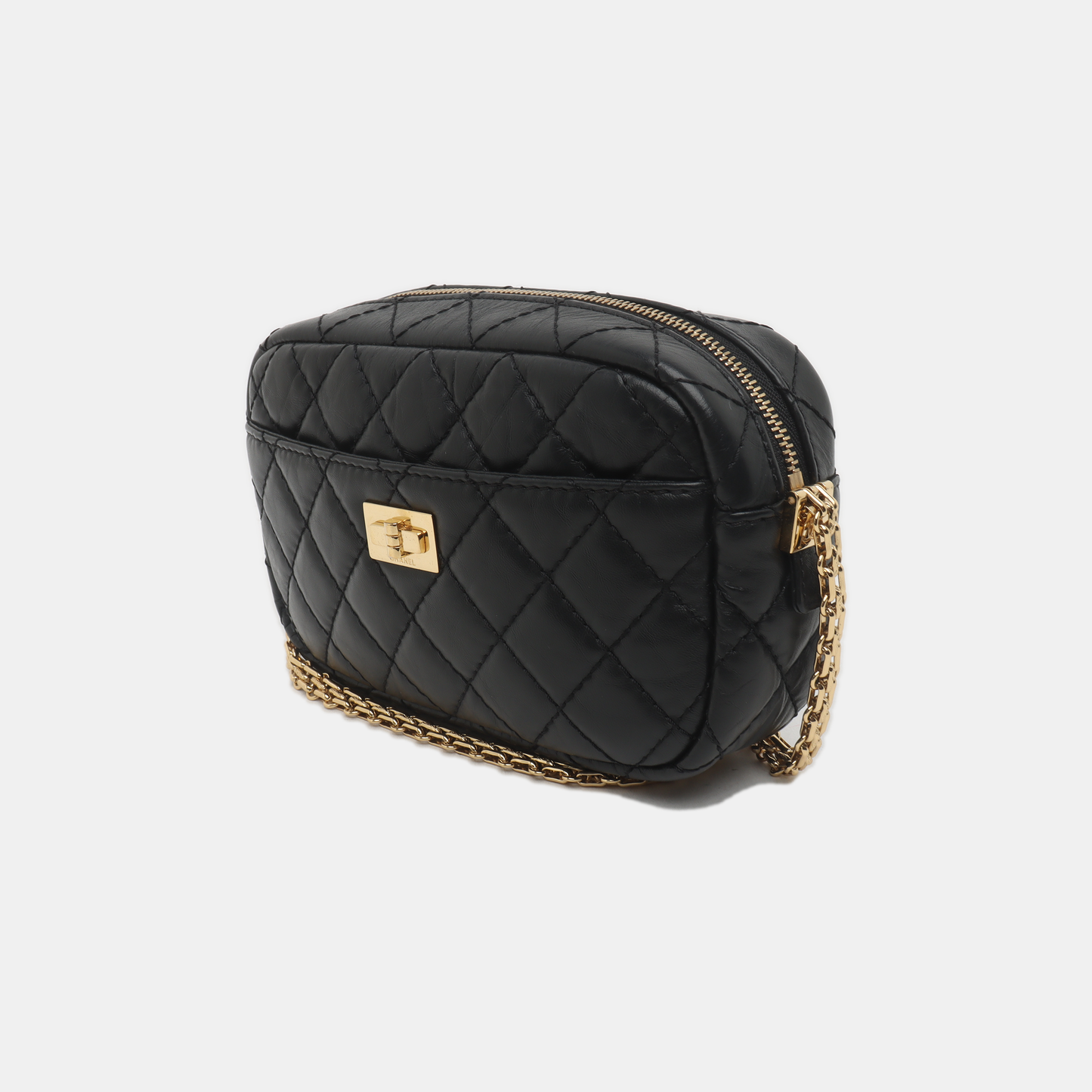 CHANEL 2.55 Mini Black Calfskin Quilted Shoulder Bag with Gold Hardware, 27 Clutch-(SKU)-935562436