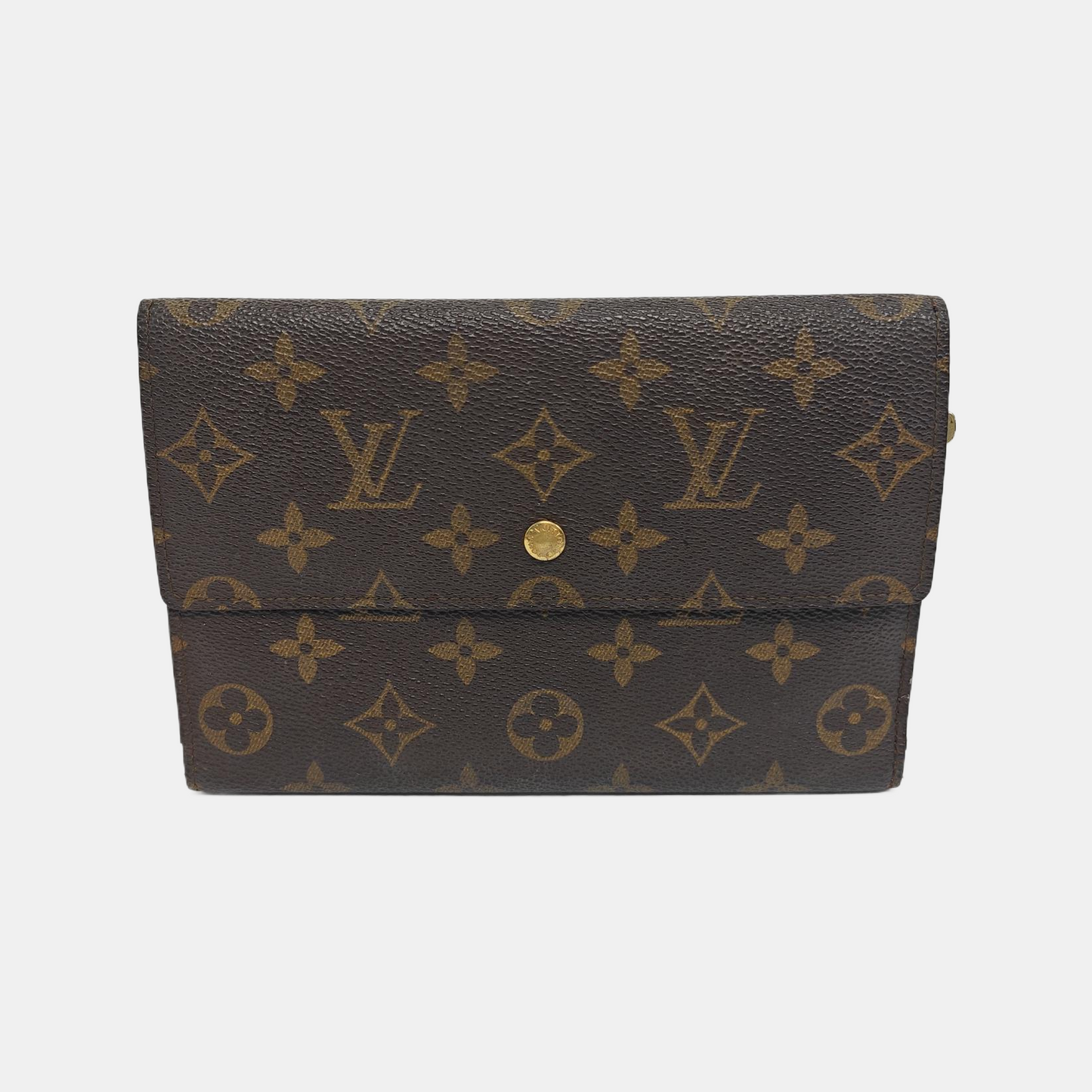 LOUIS VUITTON Brown Coated Canvas Monogrammed Tote Handbag Golden hardware Vintage model-(SKU)-944491586