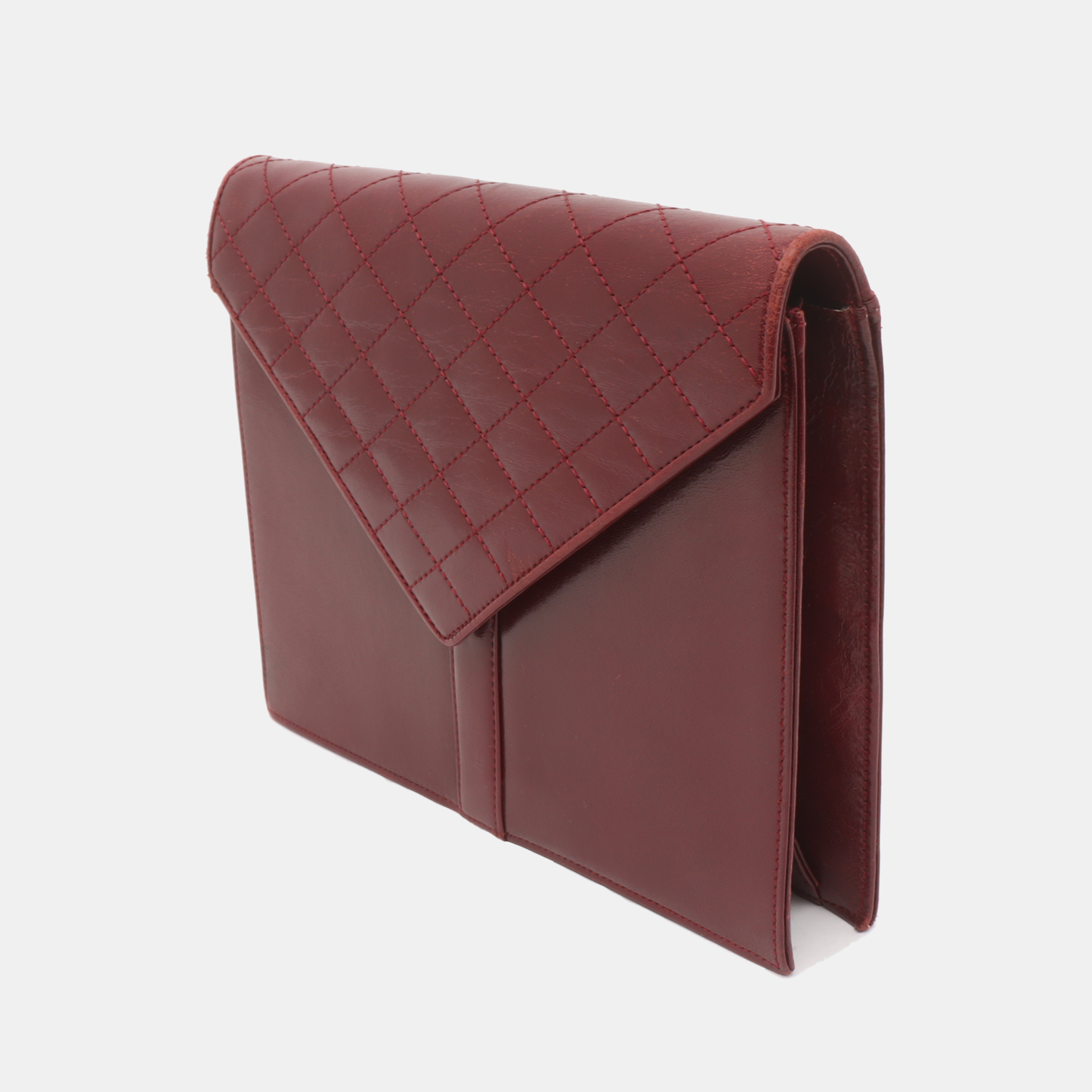 YSL Burgundy Leather Quilted Envelope Bag Handbag-(SKU)-932744673