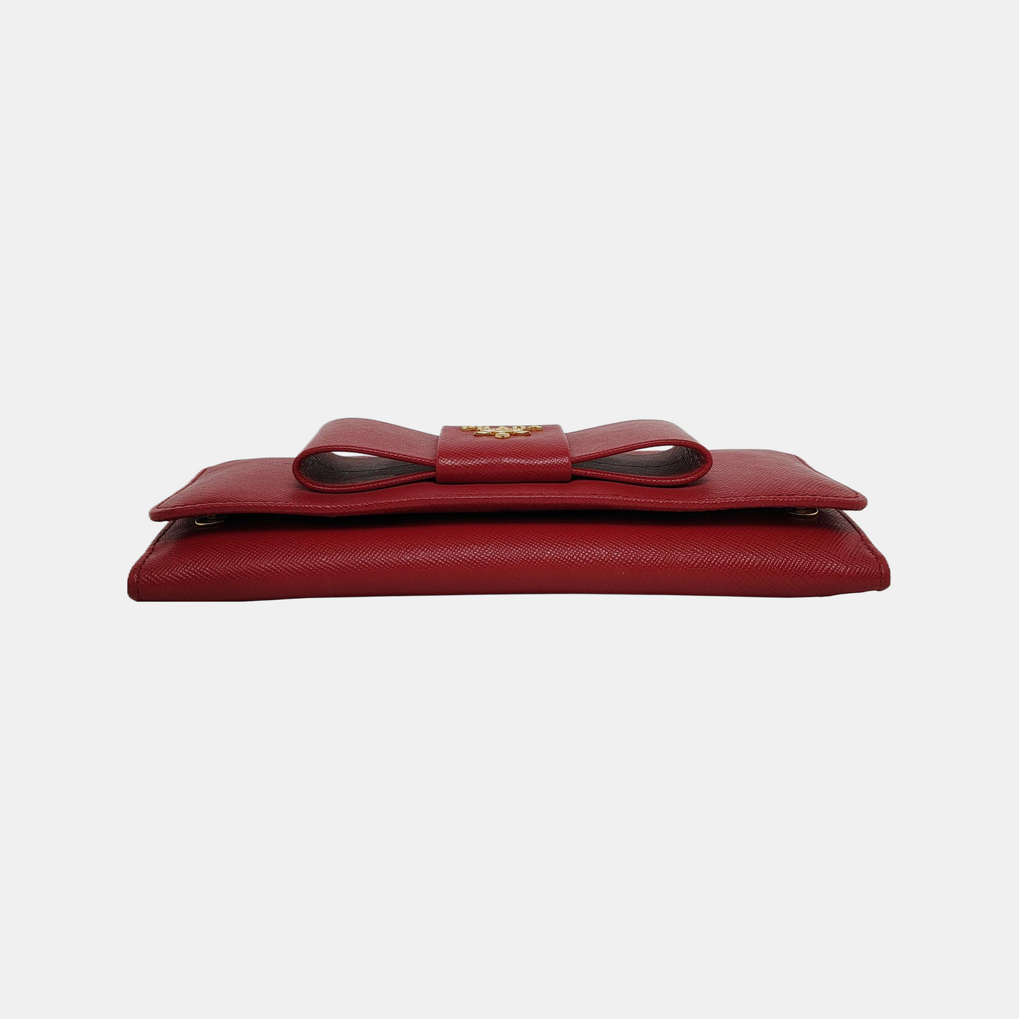 PRADA Fiocco Bow Red Leather Wallet Golden hardware-(SKU)-945456759