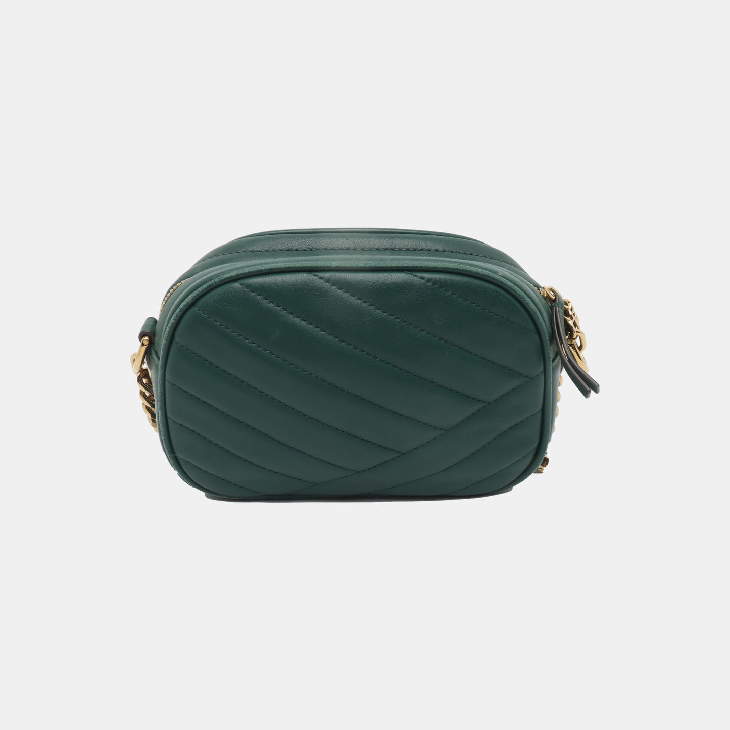 TORY BURCH Kira Small size Dark Green Sheepskin Quilted Crossbody Single Shoulder Bag Golden hardware-(SKU)-936318377