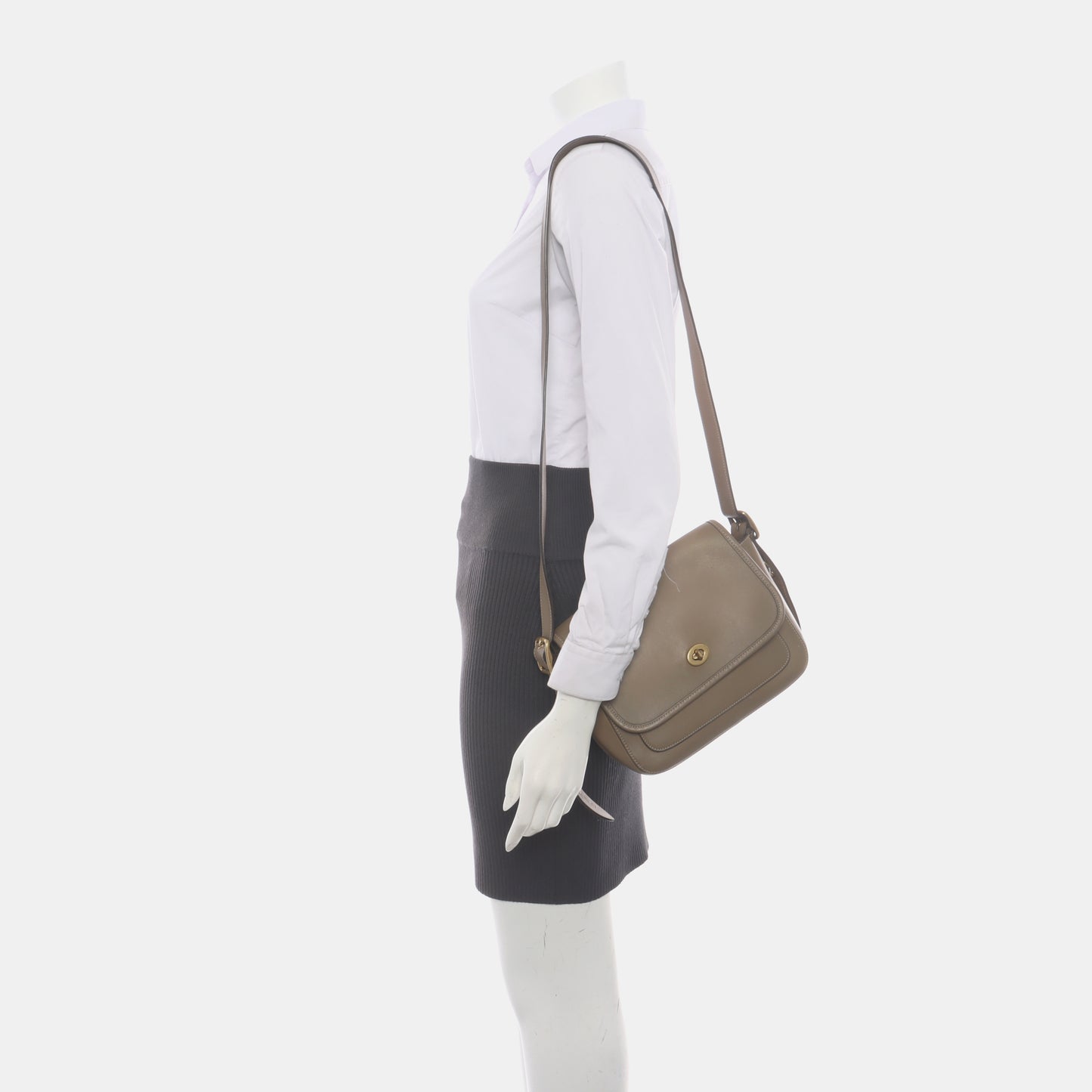 COACH RAMBLER Elephant Gray Calfskin Leather Crossbody Bag Golden hardware Removable shoulder strap-(SKU)-933856249
