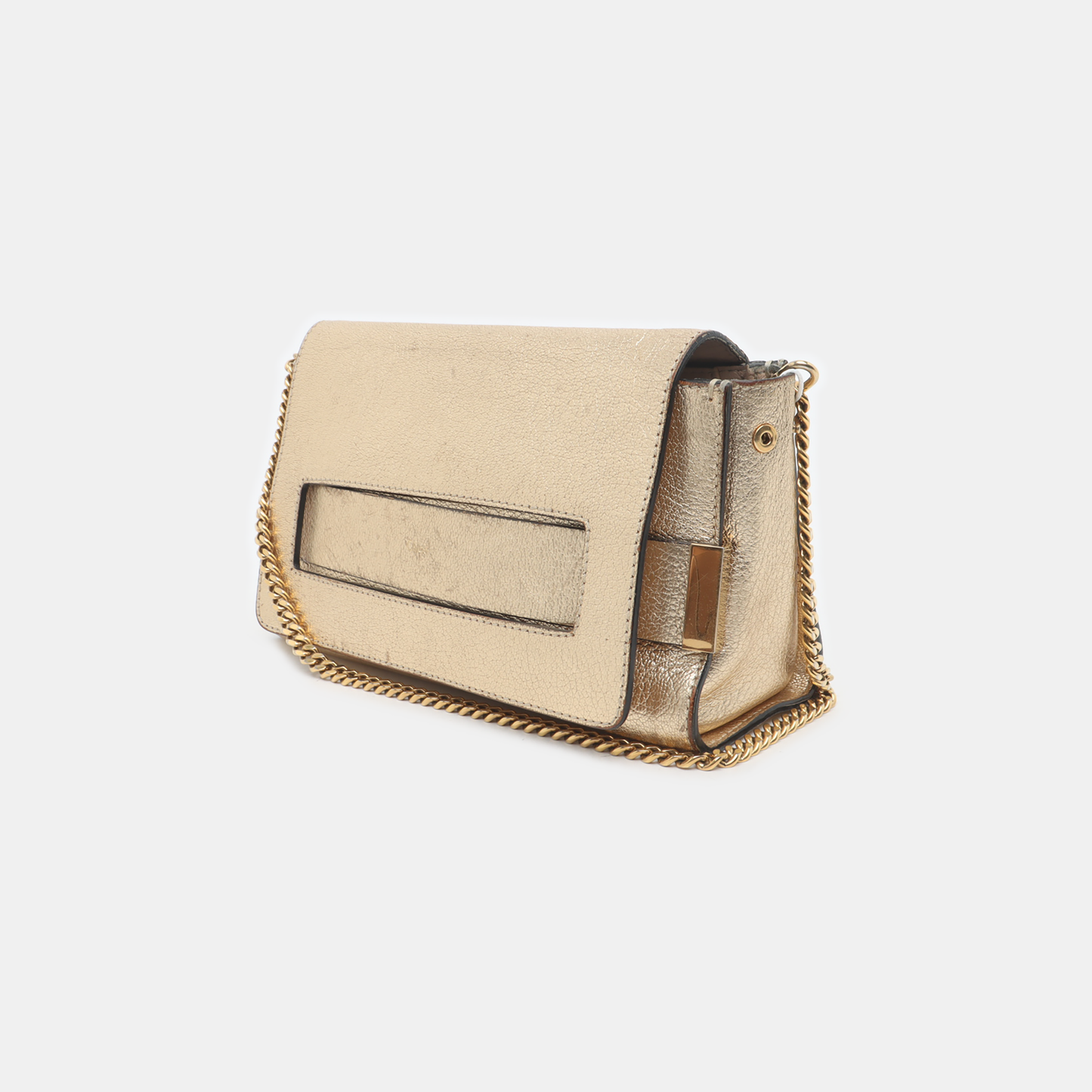 Chloé Elle Golden Leather Shoulder Bag, Crossbody Bag Golden hardware Removable shoulder strap-(SKU)-936942070