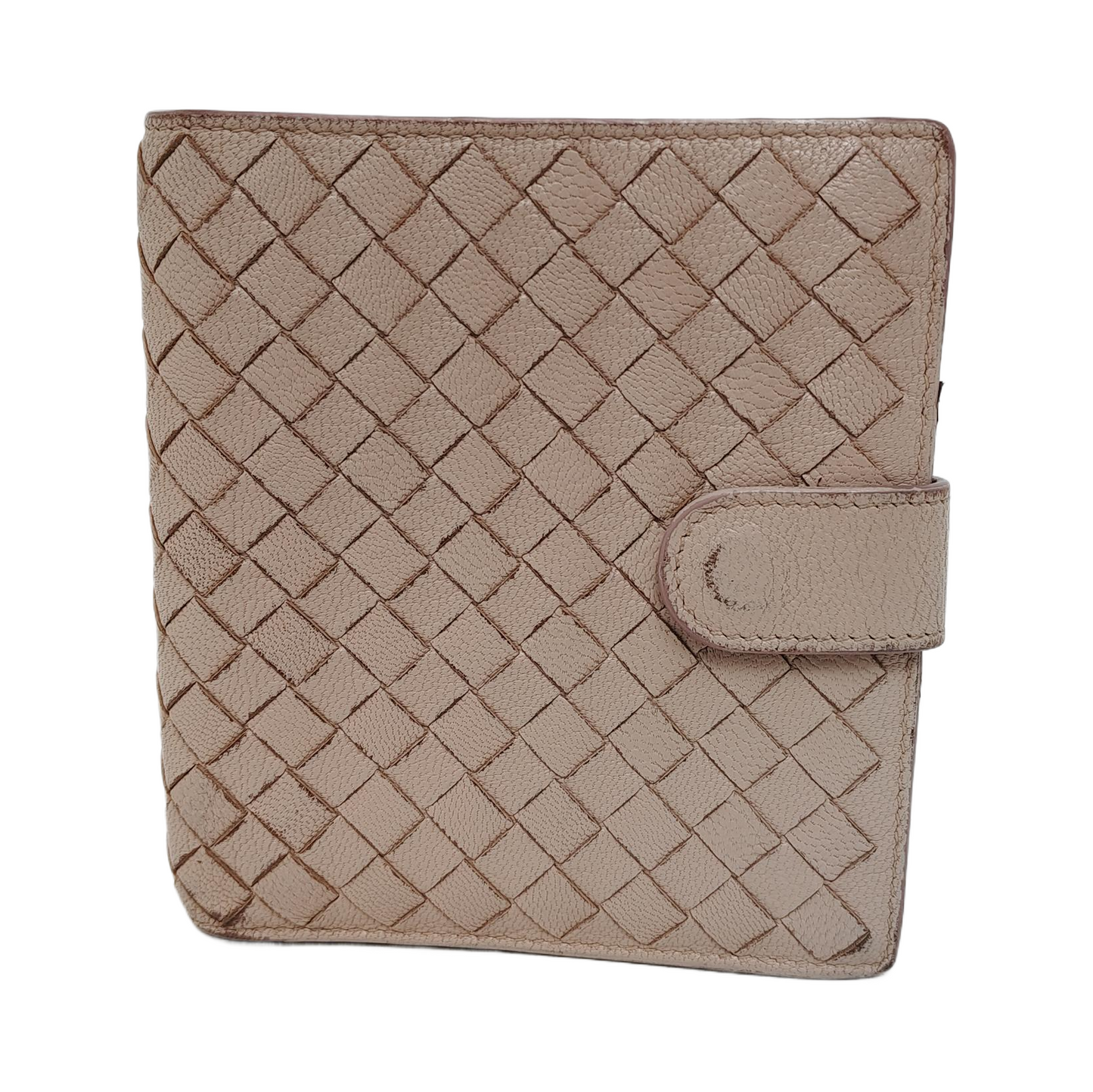 BOTTEGA VENETA Beige Calfskin Woven Wallet Silver Hardware-(SKU)-945922858