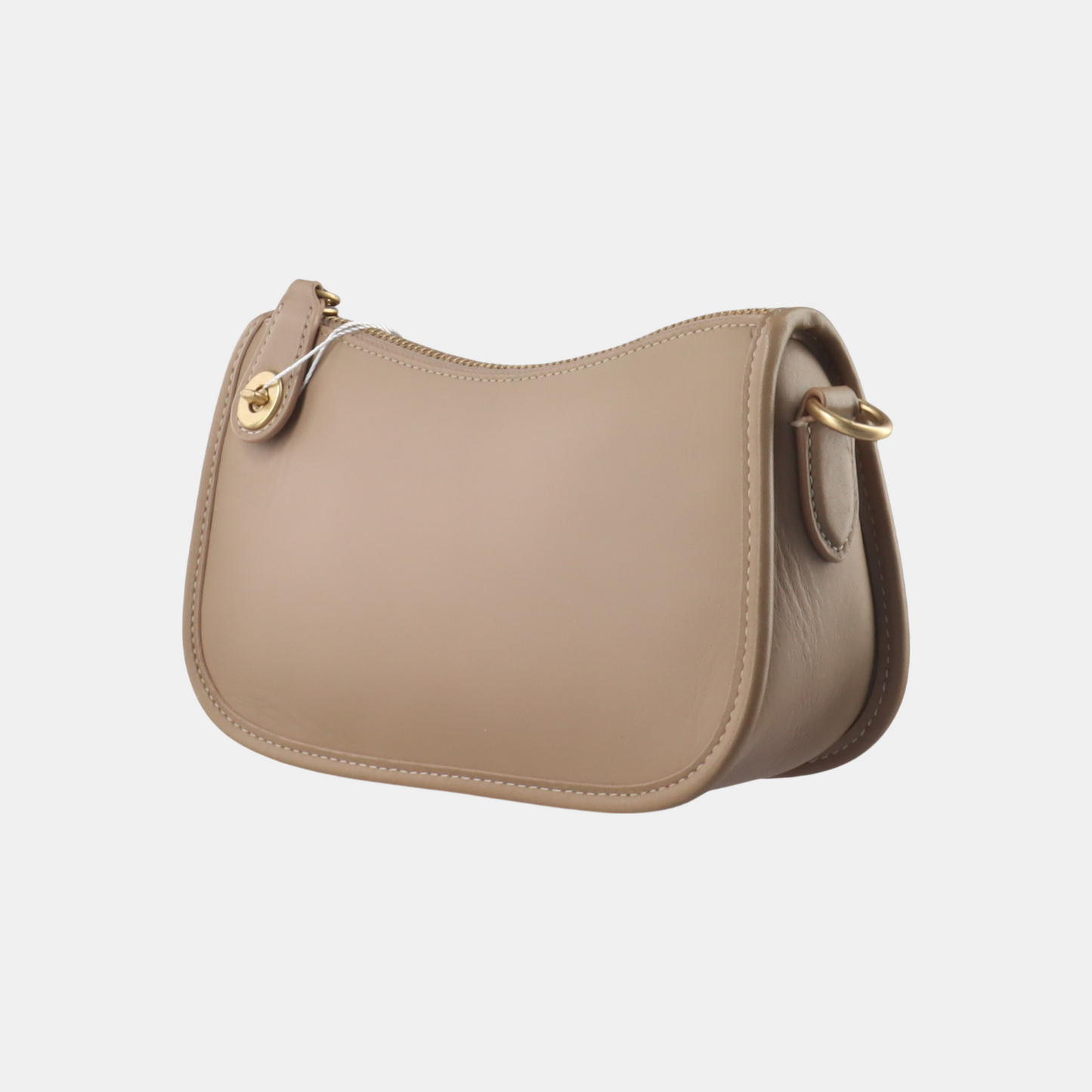 COACH SWINGER Khaki Leather Handbag Golden hardware Removable shoulder strap-(SKU)-14161118