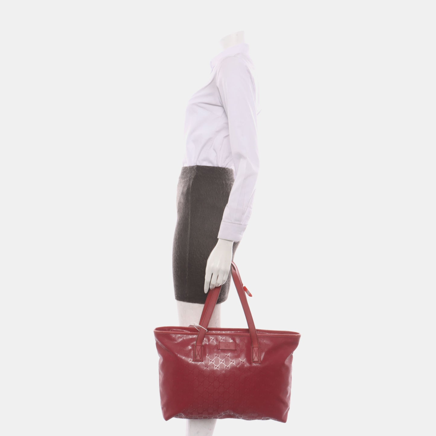 GUCCI GG Imprime Red Coated Canvas Monogrammed Single Shoulder Bag Silver Hardware-(SKU)-14506915