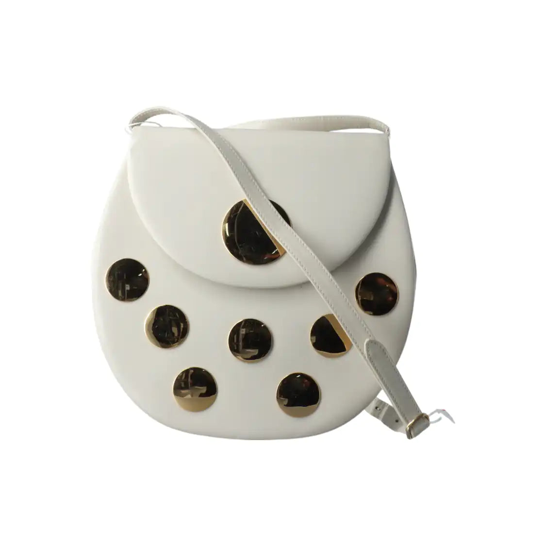 YSL White Cowhide Badge Backpack Shoulder Bag Crossbody Bag Golden hardware-(SKU)-12304676