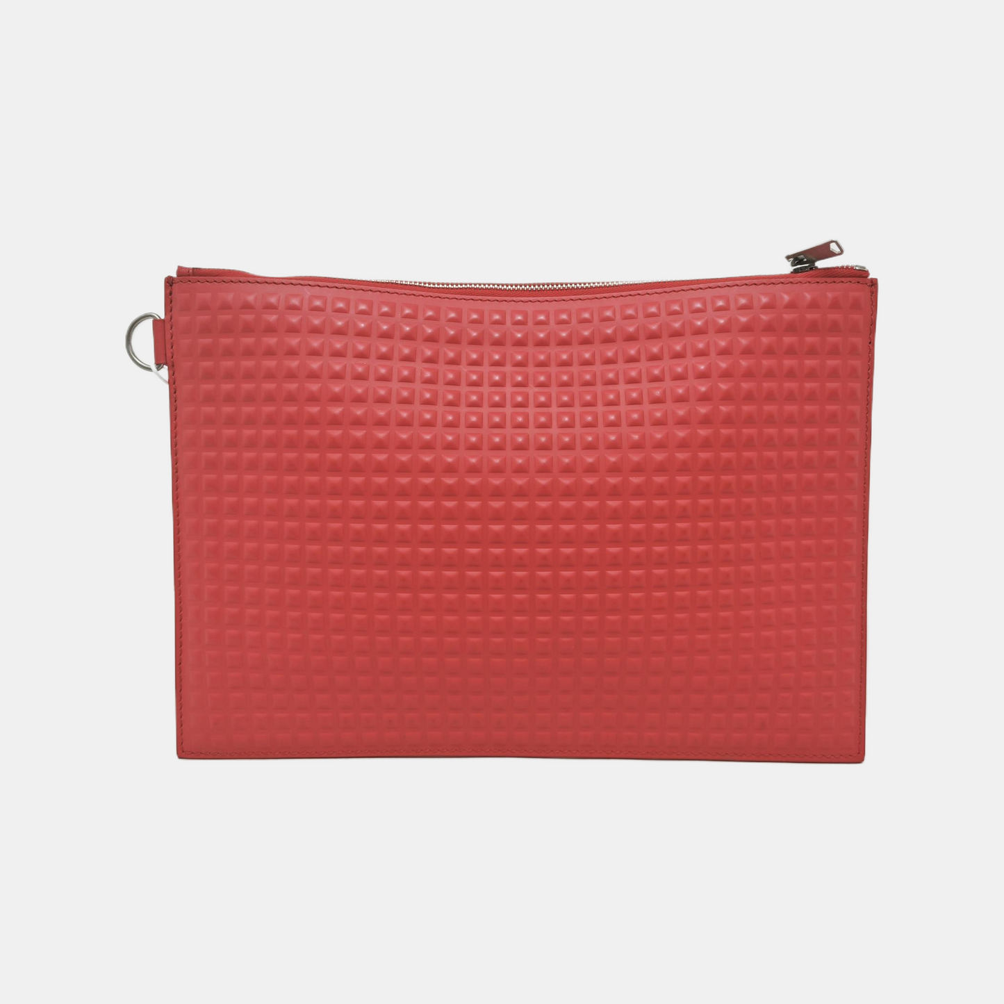 BALENCIAGA Red Cowhide Relief Clutch Bag Silver Hardware-(SKU)-945646608