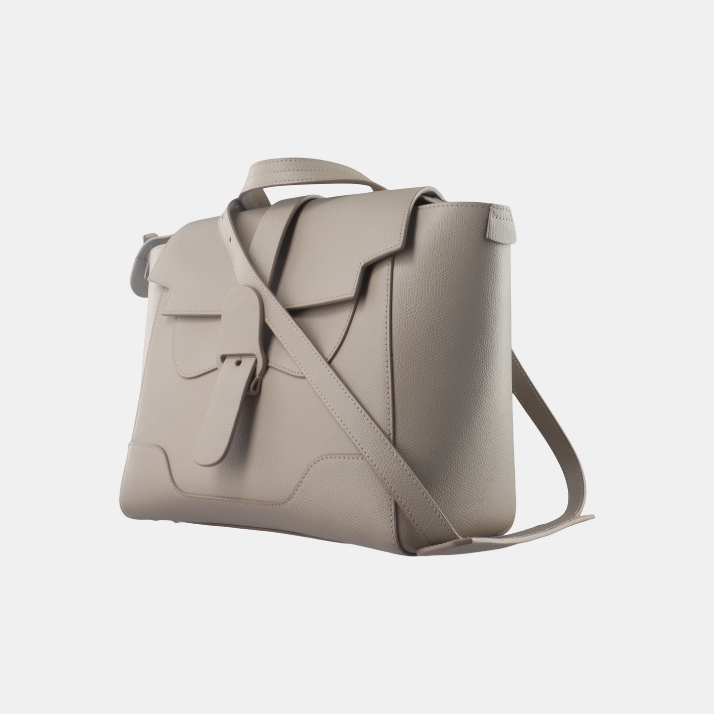 senreve Gray Cow Leather Embossed Single Shoulder Bag Backpack Silver Hardware Removable shoulder strap-(SKU)-14223070