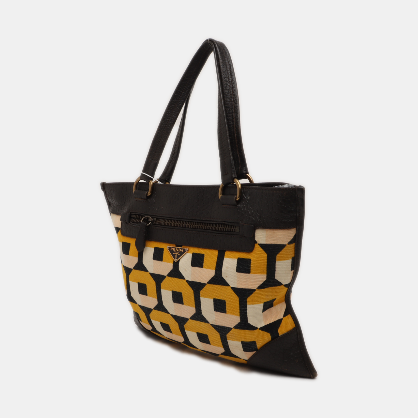 PRADA Multicolor Canvas Floral Print Tote Single Shoulder Bag Golden hardware-(SKU)-938564373