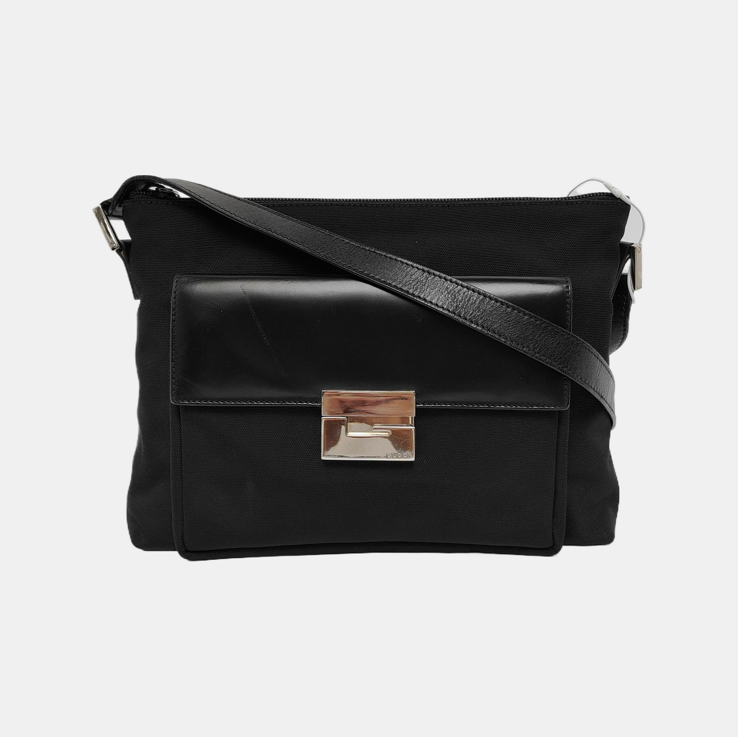 GUCCI Dark Brown Canvas Single Shoulder Bag Tote Ruthenium color hardware-(SKU)-942522014