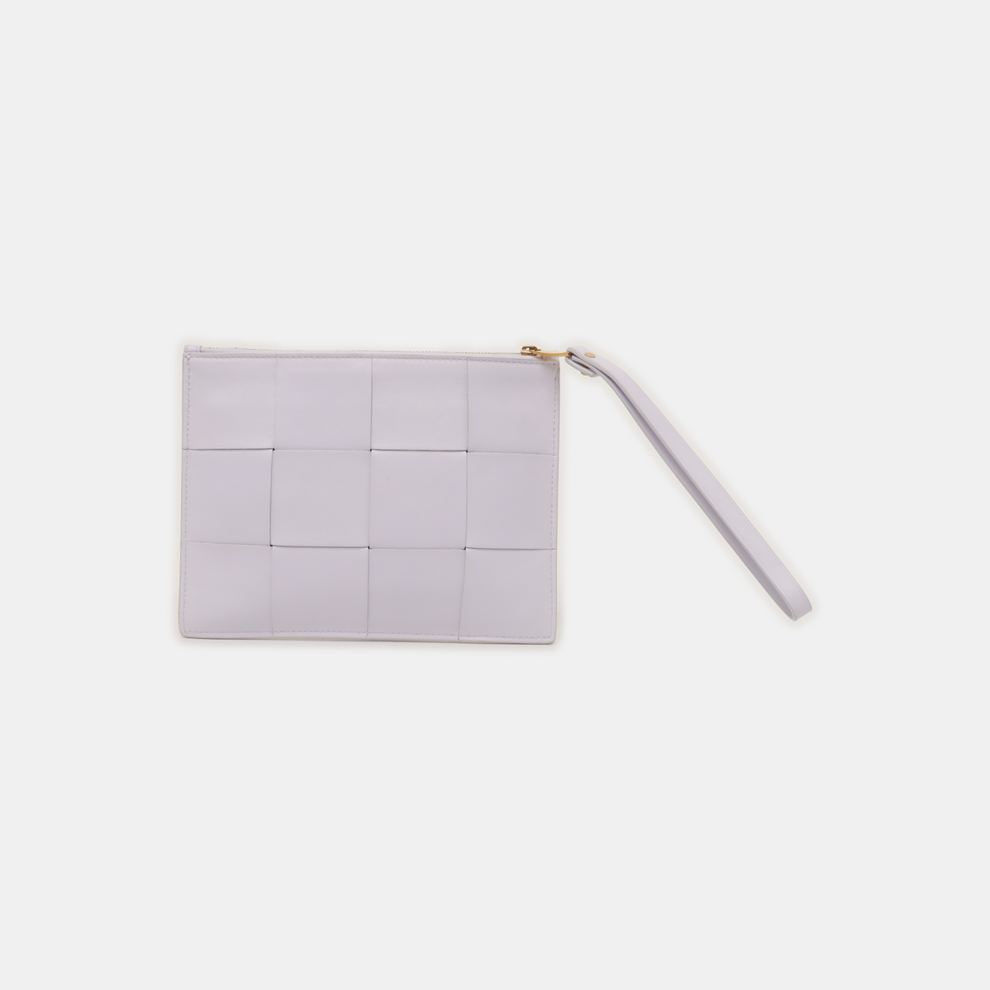 BOTTEGA VENETA Light Purple Sheepskin Braided Clutch Bag Golden hardware-(SKU)-934190707