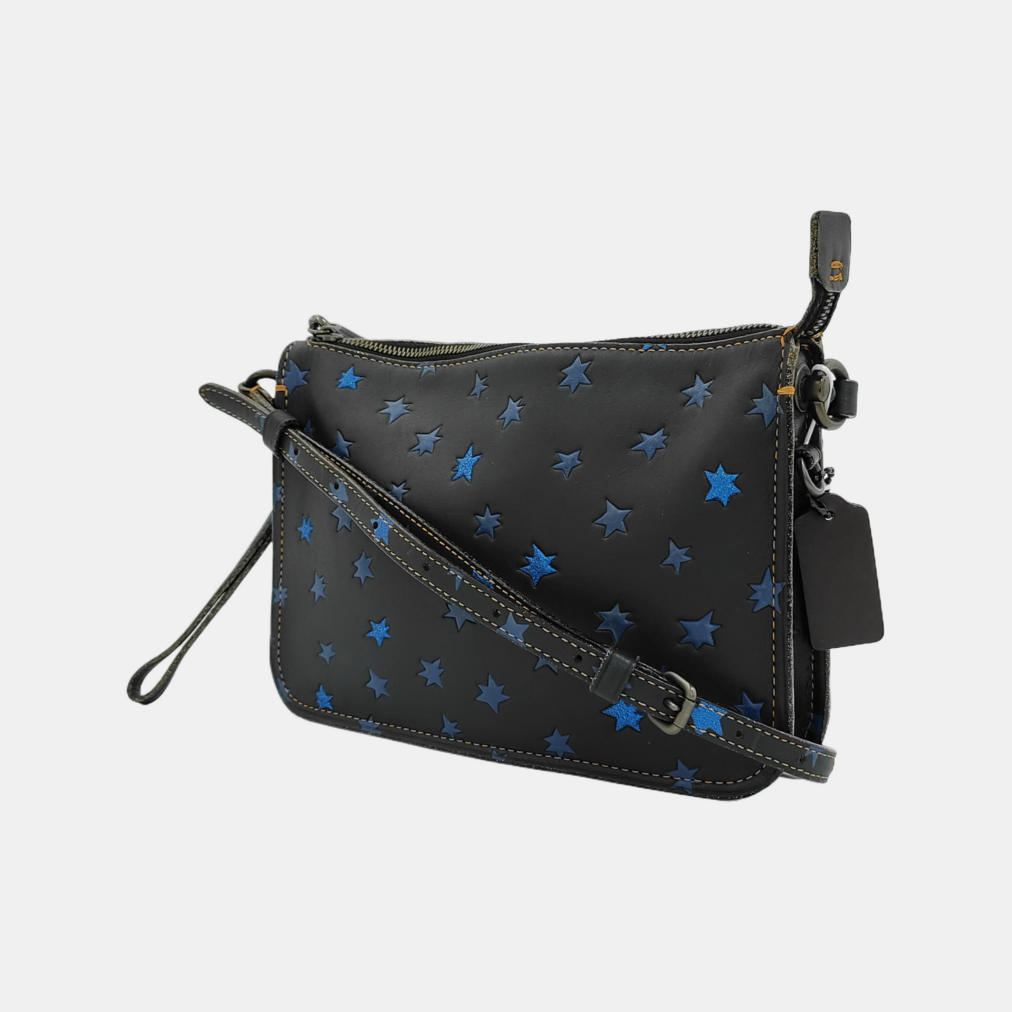 COACH Black Leather Printed Crossbody Bag Single Shoulder Bag Black hardware-(SKU)-942426241