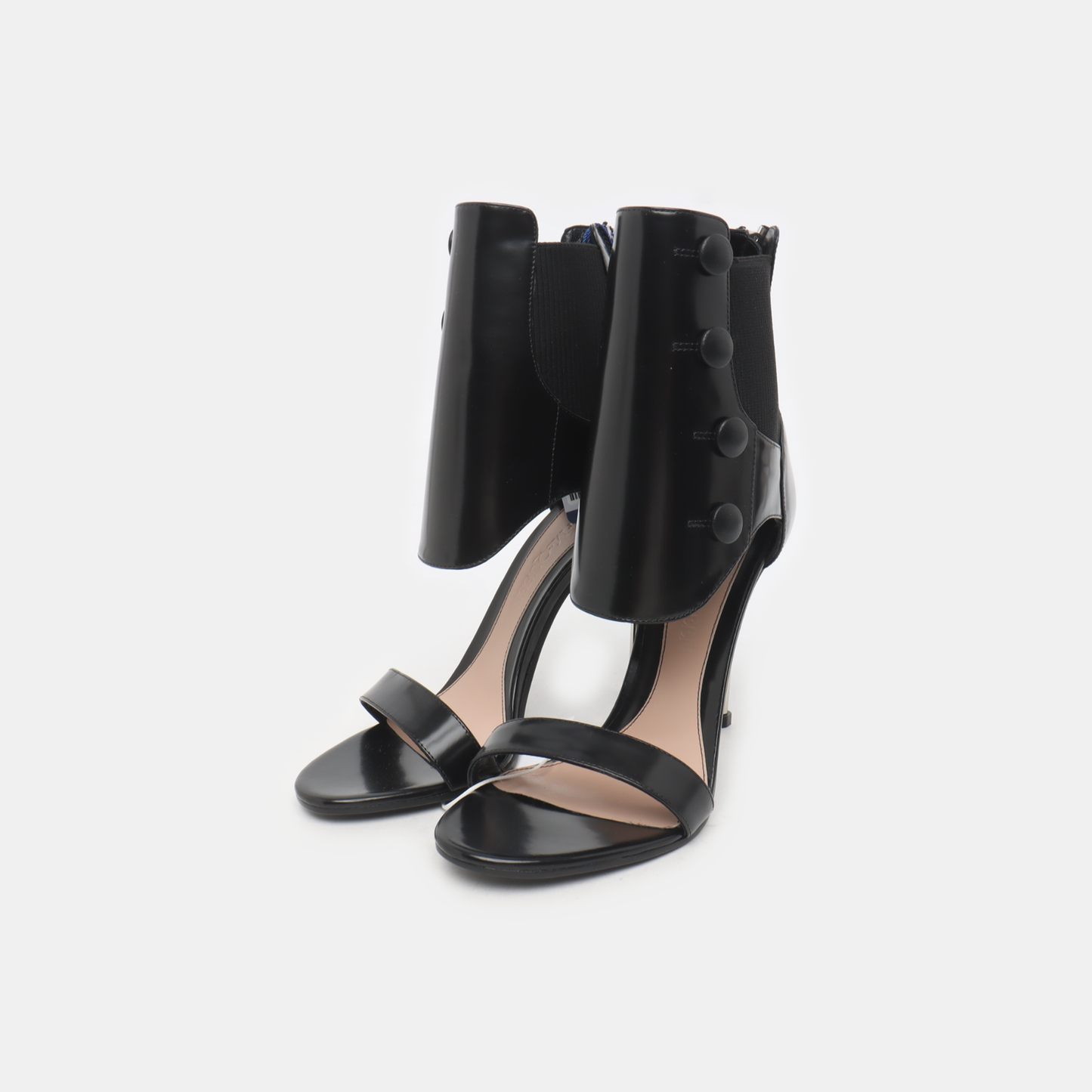 Alexander McQUEEN 39code Summer black leather mid-heel sandals for women-(SKU)-14467798