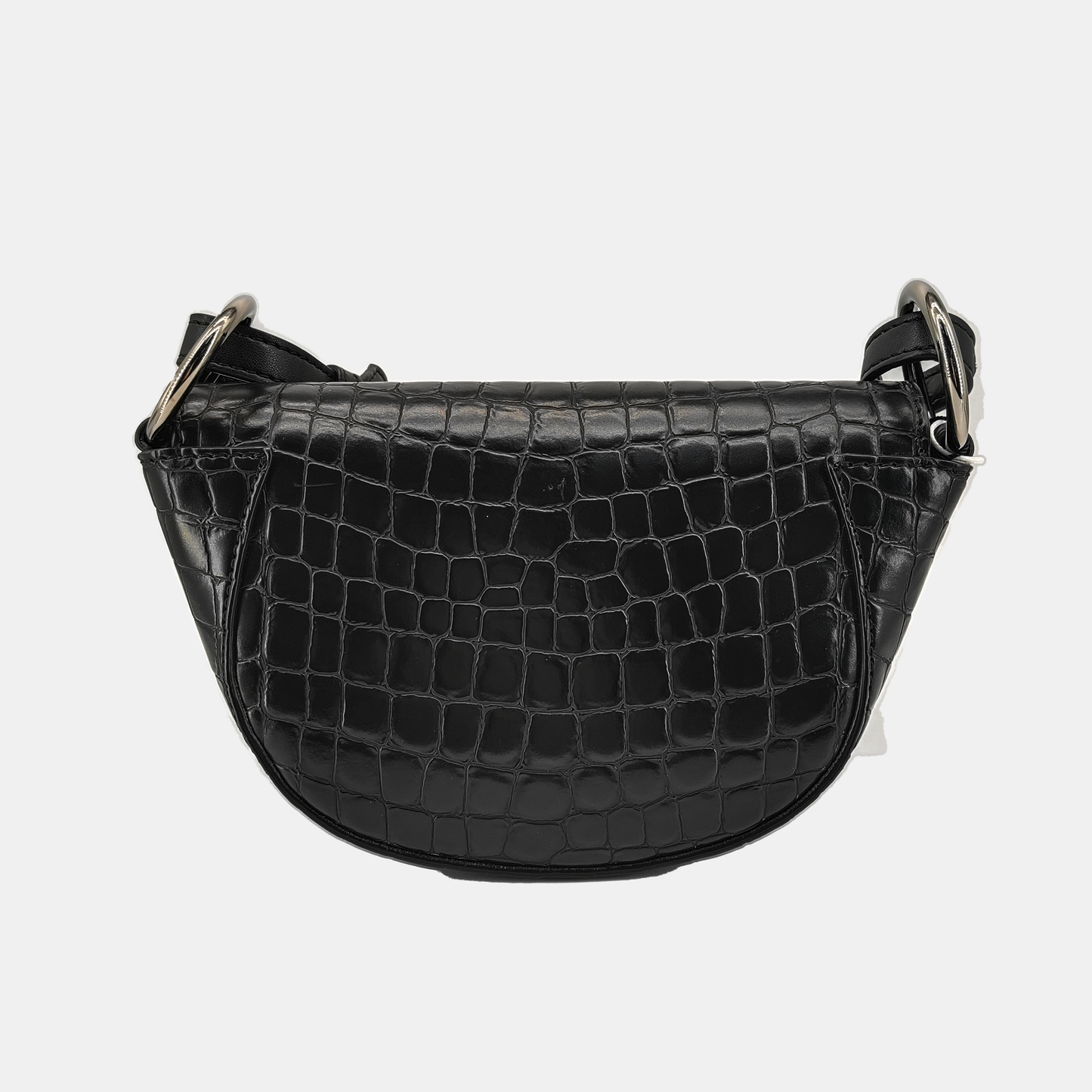 STELLA McCARTNEY Black Leather Texture Inlaid Single Shoulder Bag Silver Hardware Removable shoulder strap-(SKU)-940252437