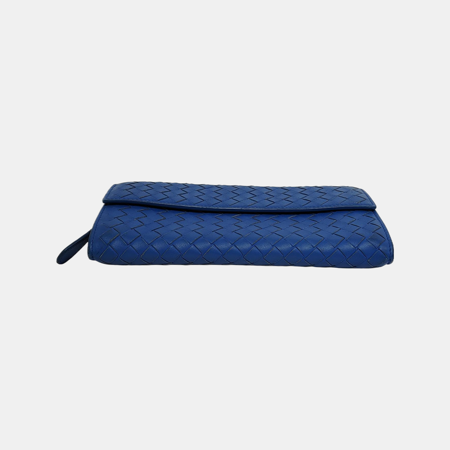 BOTTEGA VENETA Blue sheepskin woven wallet Silver Hardware-(SKU)-942953216