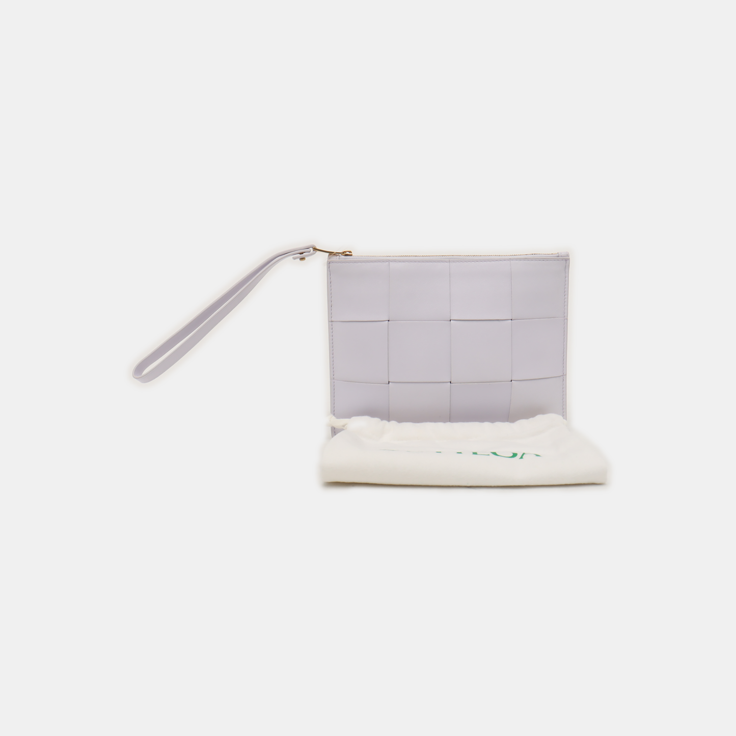 BOTTEGA VENETA Light Purple Sheepskin Braided Clutch Bag Golden hardware-(SKU)-934190707