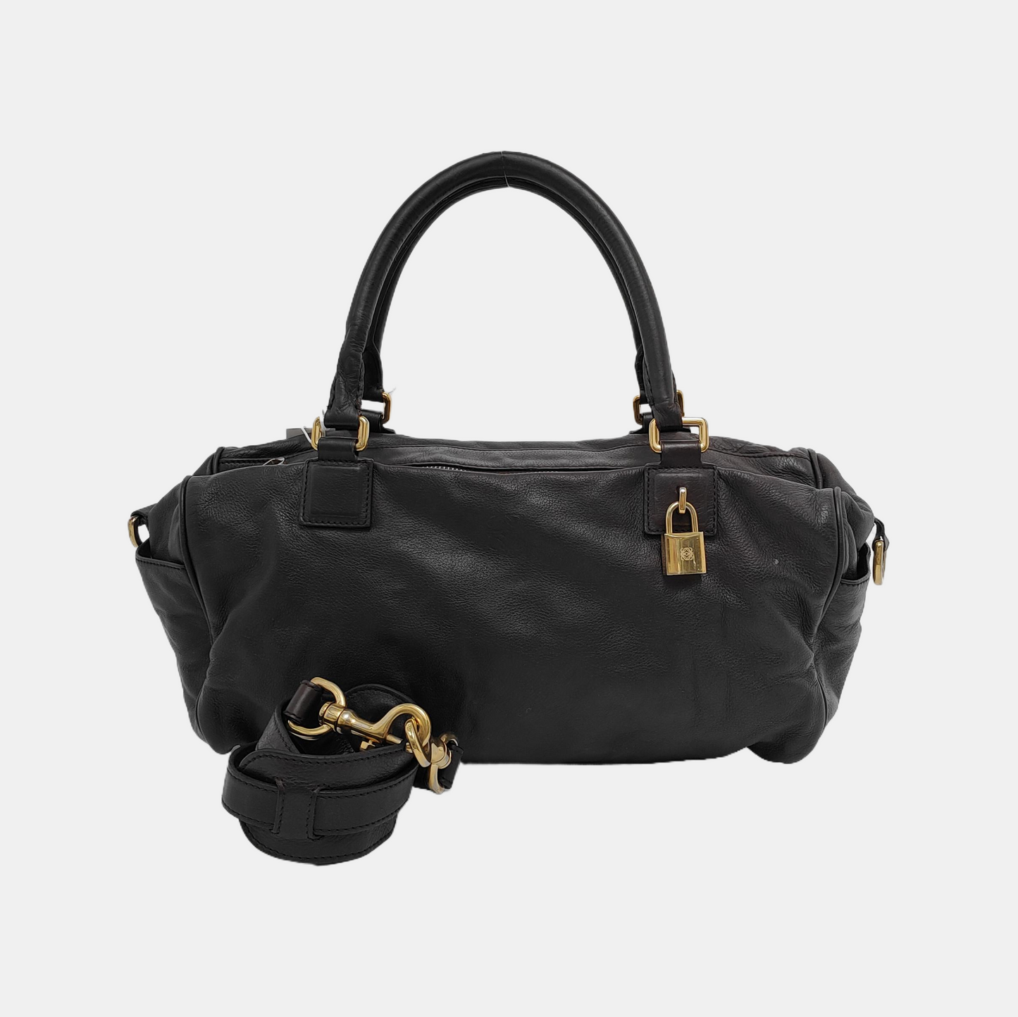 LOEWE Dark Purple Cowhide Single Shoulder Bag, Handbag Golden hardware Removable shoulder strap-(SKU)-13379817