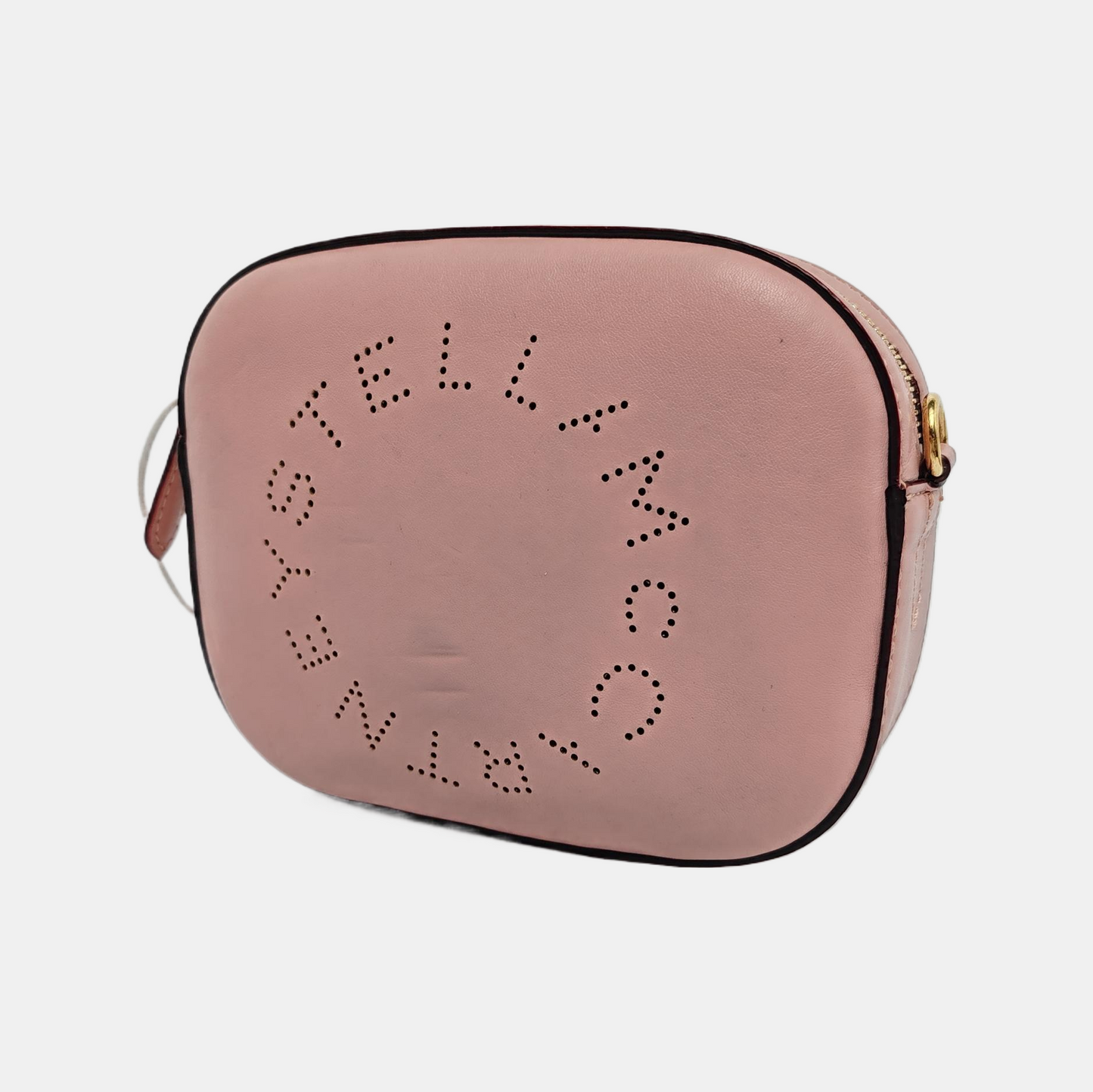 STELLA McCARTNEY Camera Bag Pink Leather Openwork Single Shoulder Bag Golden hardware Removable shoulder strap-(SKU)-940252440