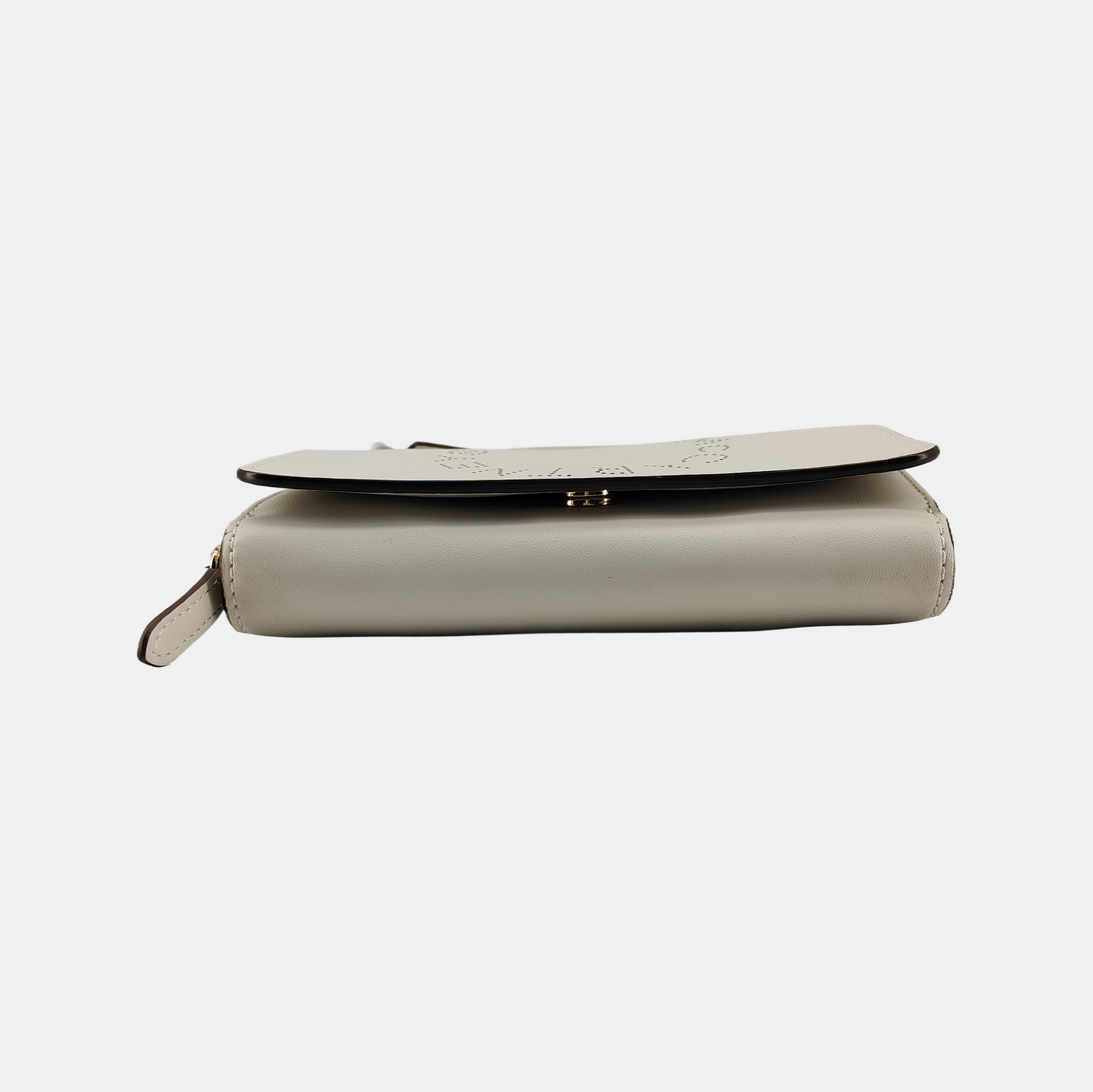 STELLA McCARTNEY Stella Logo White Leather Cutout Floral Crossbody Bag Single Shoulder Bag Golden hardware Removable shoulder strap-(SKU)-940252376