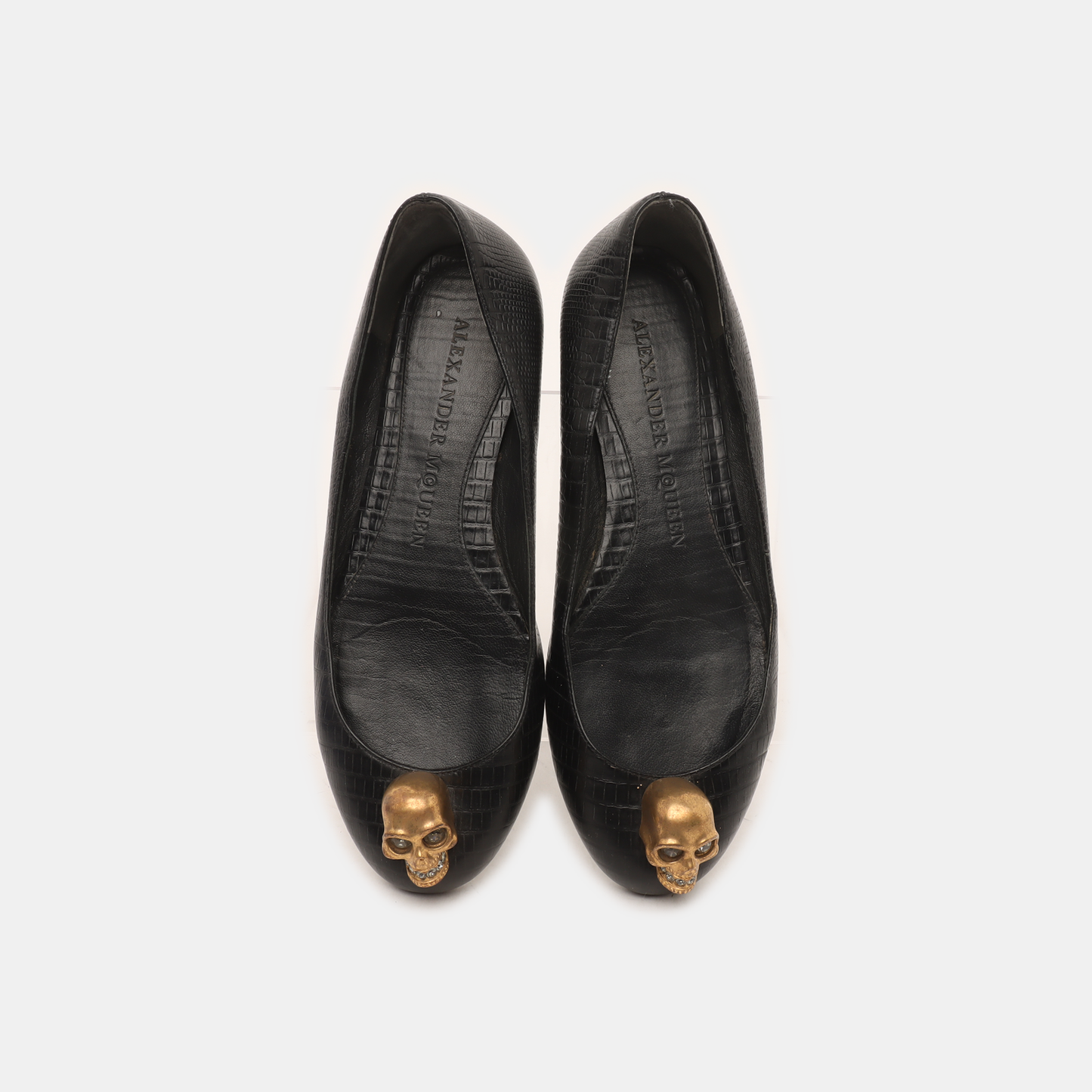 Alexander McQUEEN 35.5code Spring/Autumn Black Leather Women's Low-Cut Low-Heel Loafers-(SKU)-939893716
