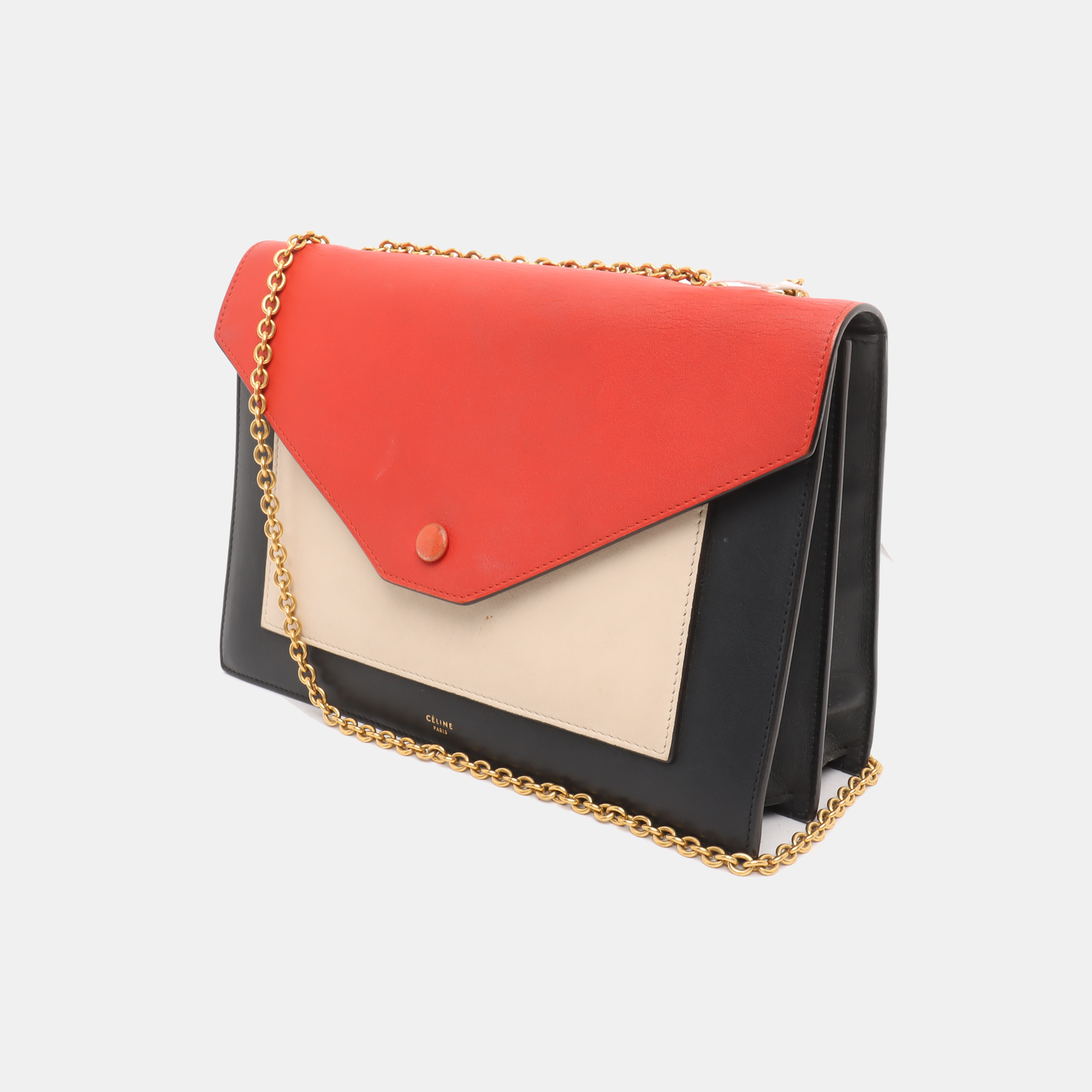 CELINE POCKET Multicolor Leather Single Shoulder Bag Crossbody Bag Golden hardware-(SKU)-939620306