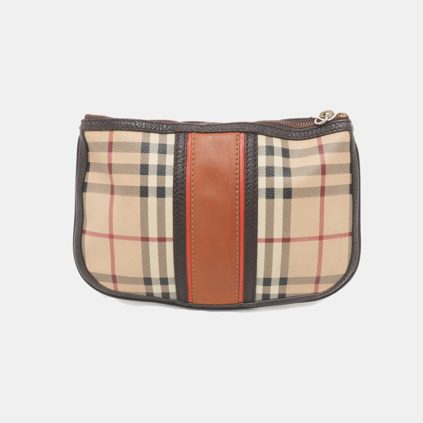 BURBERRY Khaki Coated Canvas Warhorse Plaid Handbag Golden hardware-(SKU)-934780068