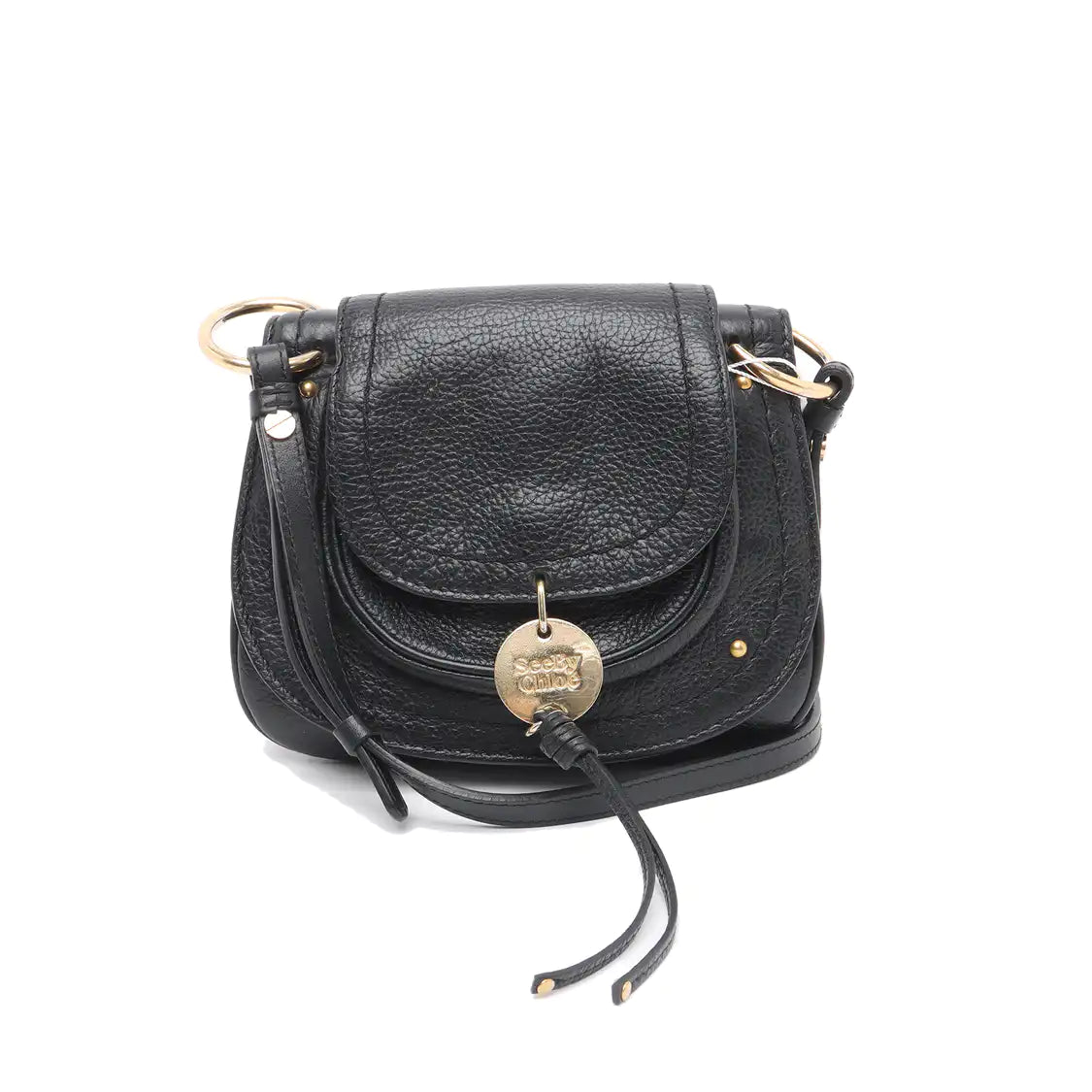 See By Chloé Polly Black Leather Single Shoulder Bag Golden hardware Removable shoulder strap-(SKU)-13199858