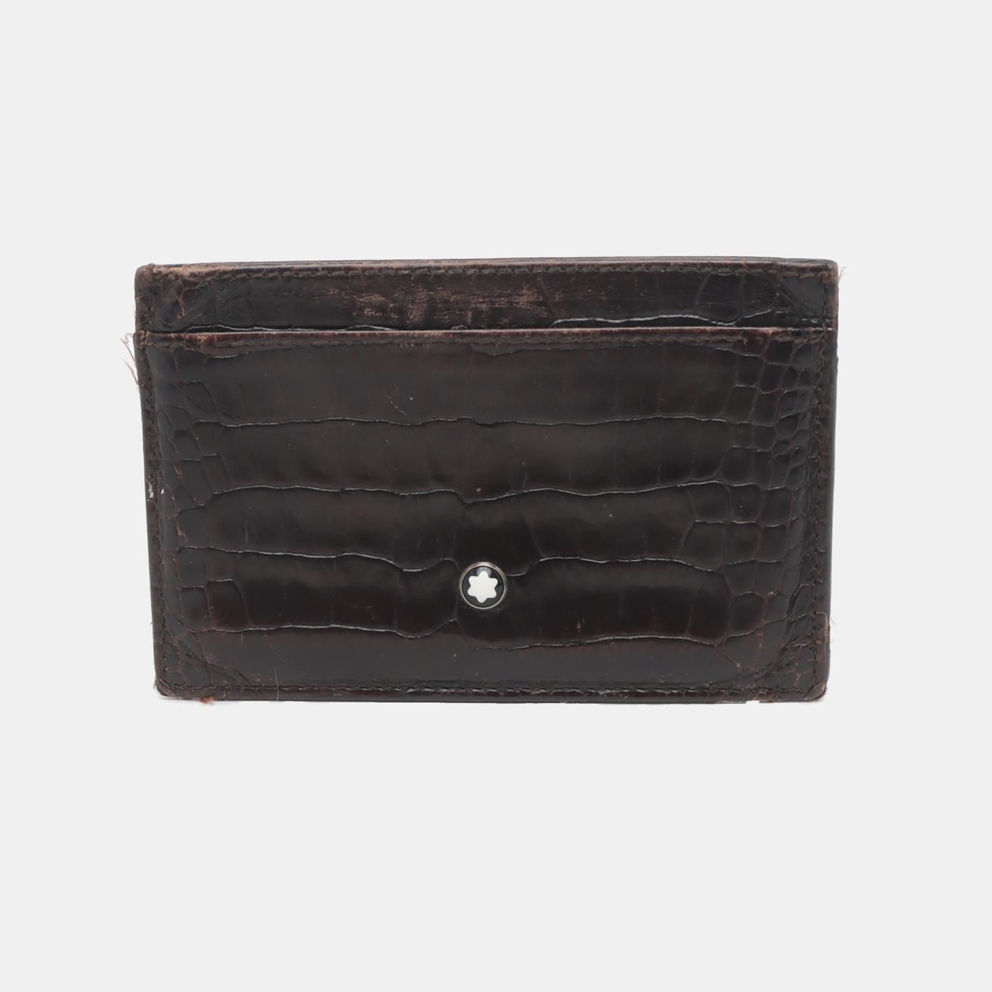 MONTBLANC Black Leather Textured Card Case Silver Hardware-(SKU)-938883863