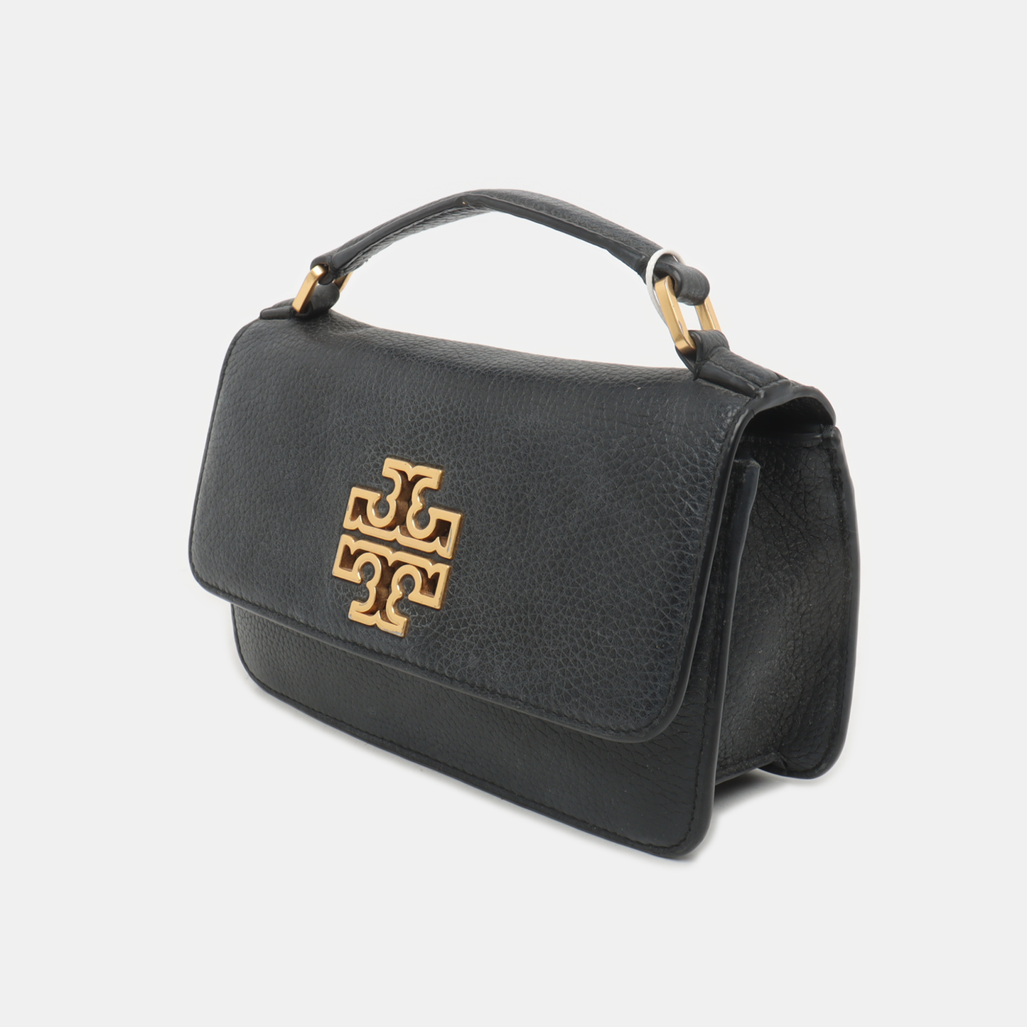 TORY BURCH Britten Black leather crossbody shoulder tote Golden hardware Removable shoulder strap-(SKU)-933116163