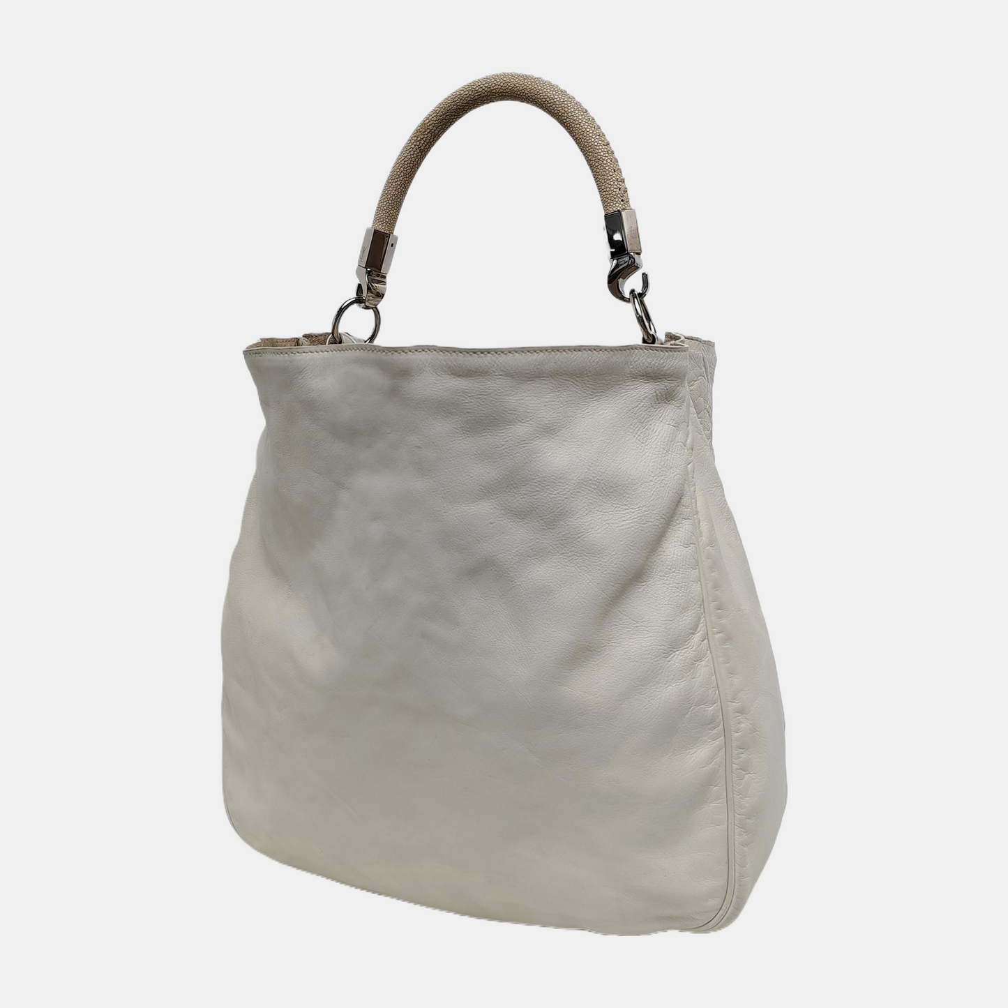 YSL ROADY White Leather Handbag Silver Hardware Sub-bag-(SKU)-942584962