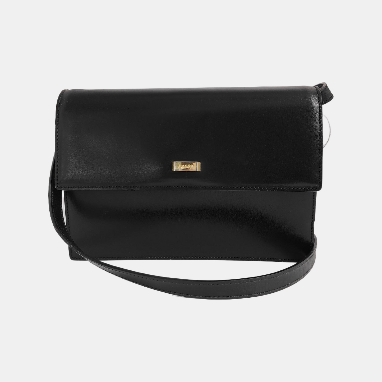 BALLY Black Leather Crossbody Bag Single Shoulder Bag Golden hardware Removable shoulder strap-(SKU)-939584253