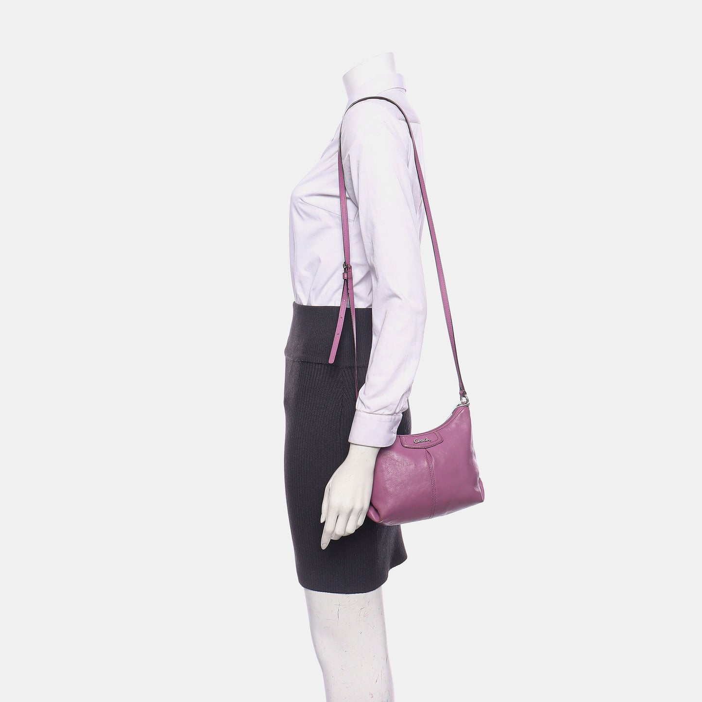 COACH Purple Leather Shoulder Bag Silver Hardware Vintage model-(SKU)-939951061