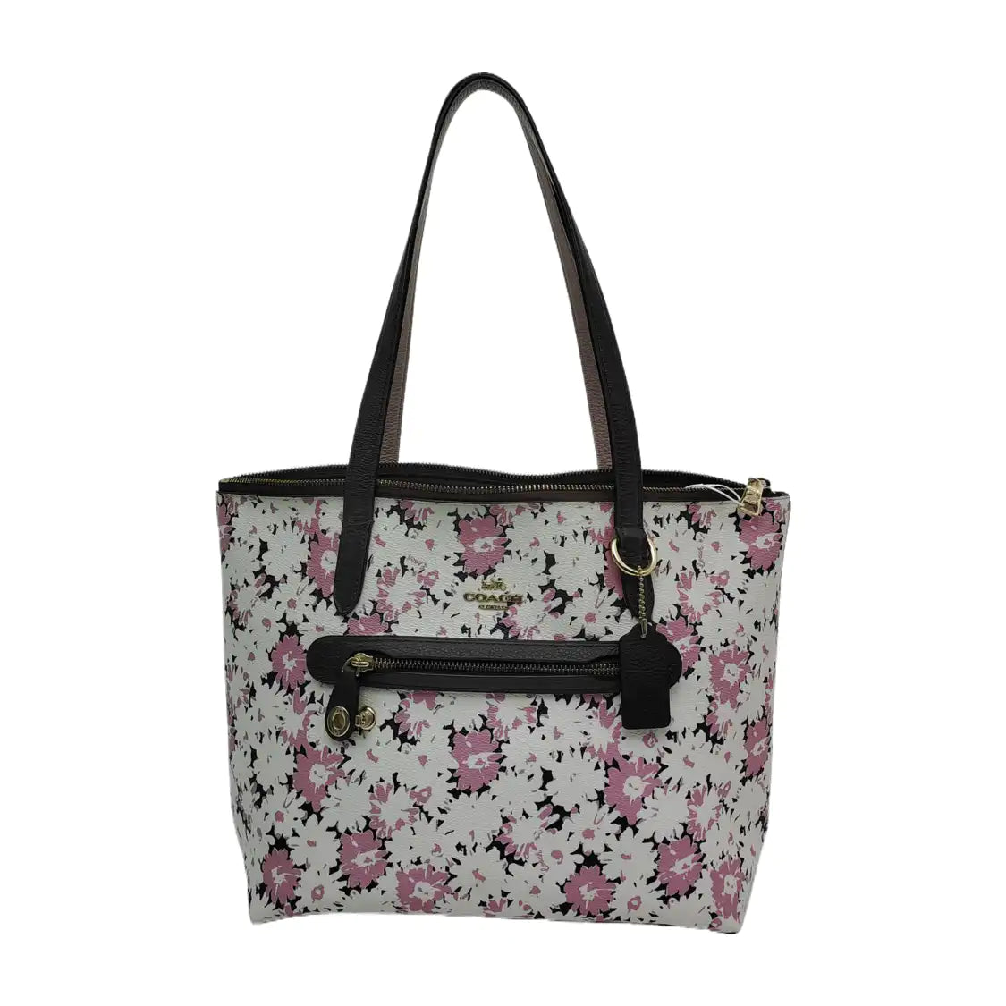 COACH Tote bag Large size White Coated Canvas Printed Carriage Single Shoulder Bag Handbag Golden hardware-(SKU)-942425943