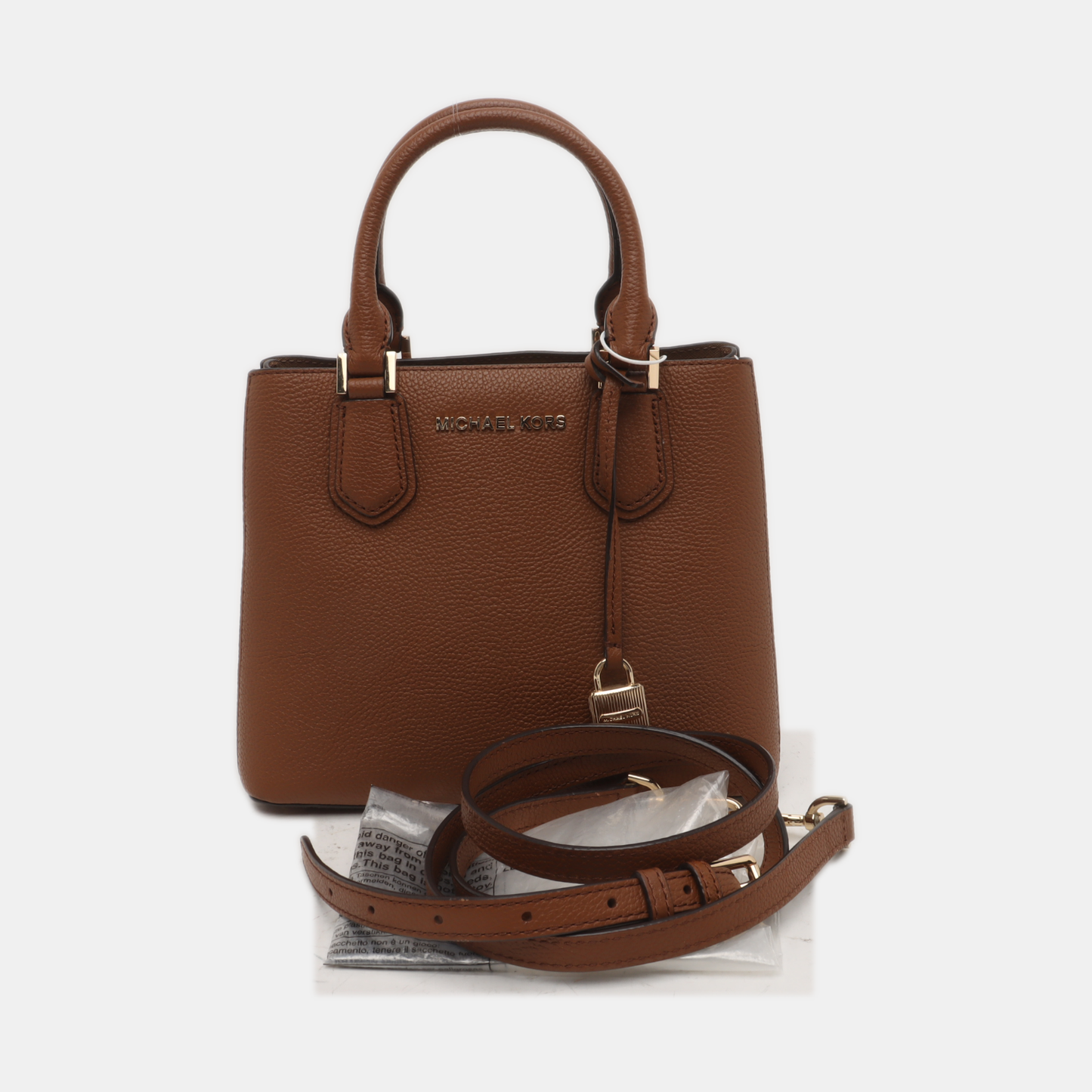 MICHAEL KORS Tote bag Brown Cowhide Embossed Single Shoulder Bag Tote Bag Crossbody Bag Golden hardware Removable shoulder strap-(SKU)-935890394