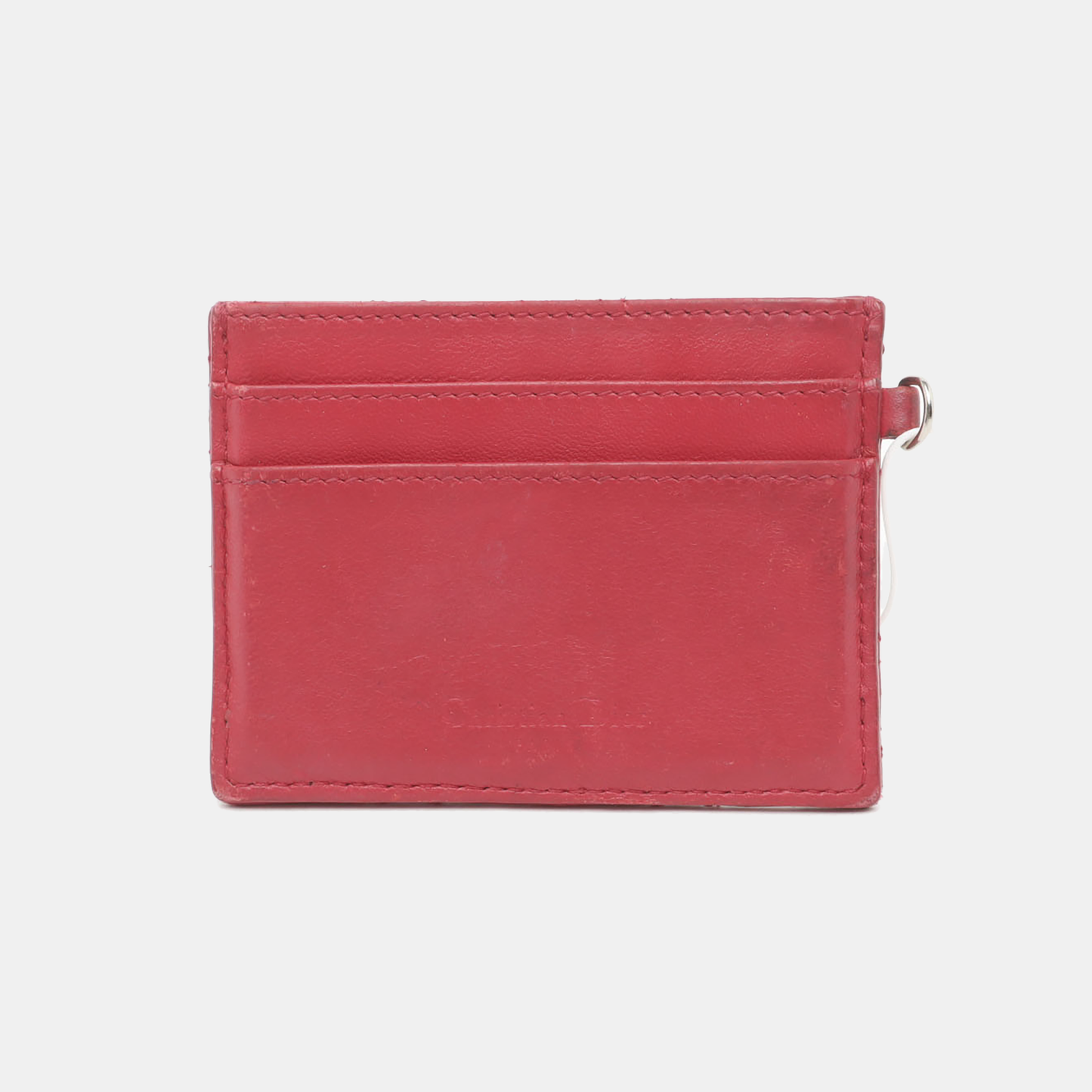 DIOR Lady Dior Red Lamb Leather Quilted Card Case Silver Hardware-(SKU)-938015622