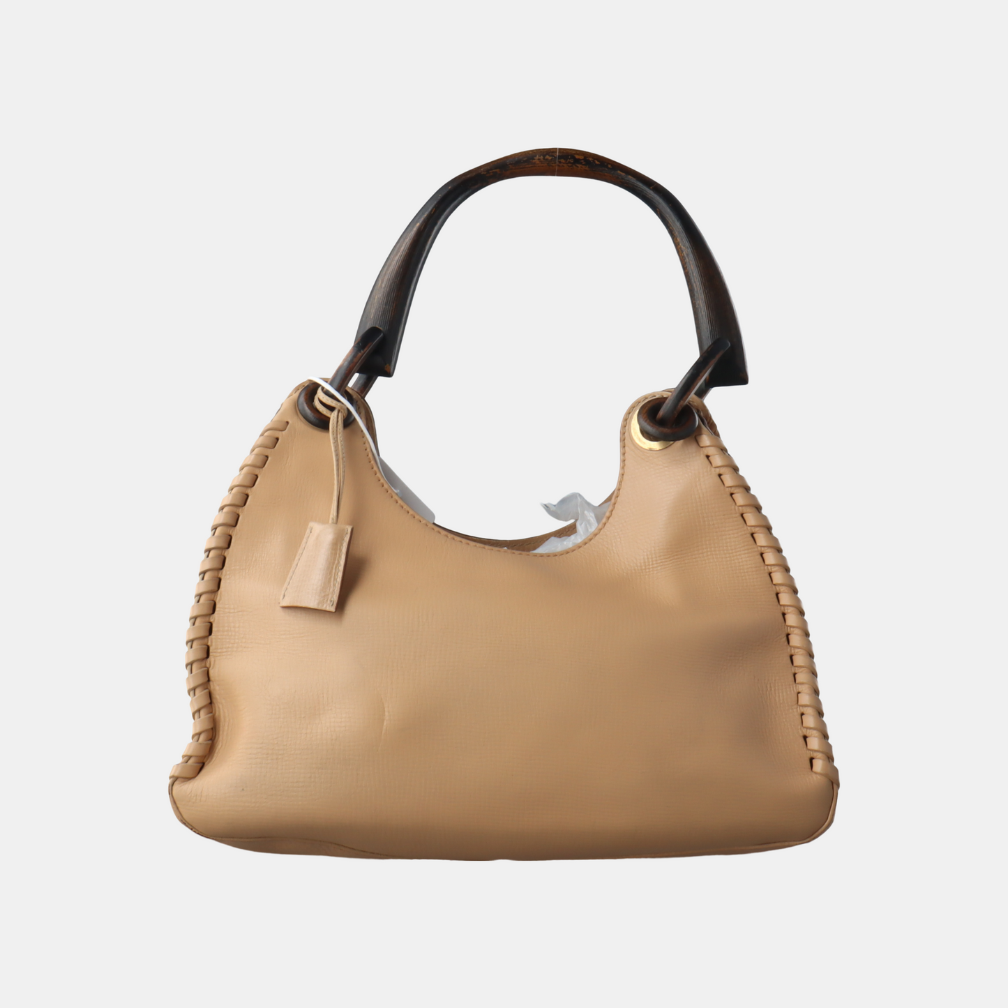 GUCCI Khaki Cowhide Braided Handbag Golden hardware-(SKU)-13379902