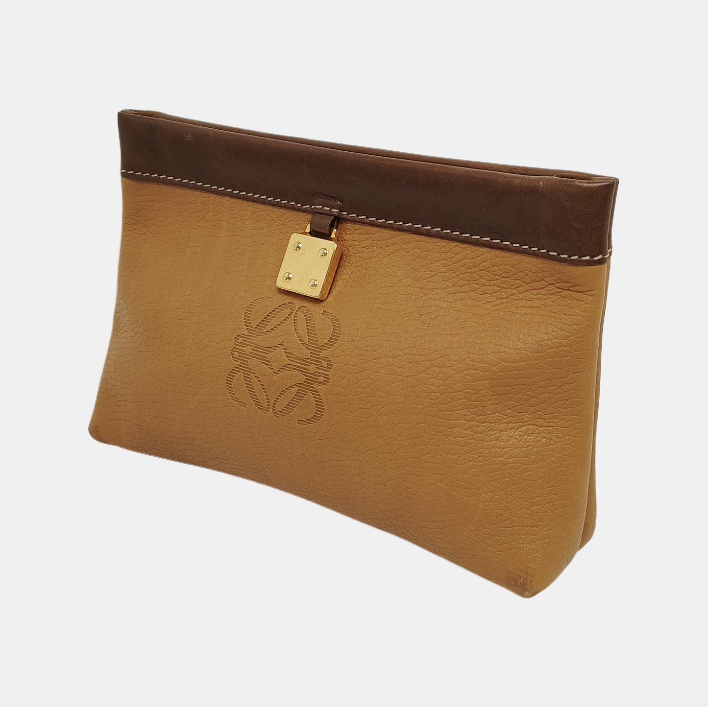 LOEWE Brown Cow Leather Grained Handbag Golden hardware-(SKU)-943656092