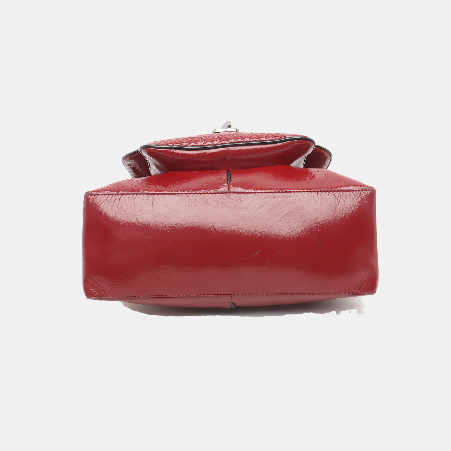 TOD'S Burgundy Patent Leather Quilted Single Shoulder Bag Ruthenium color hardware Removable shoulder strap-(SKU)-931990253
